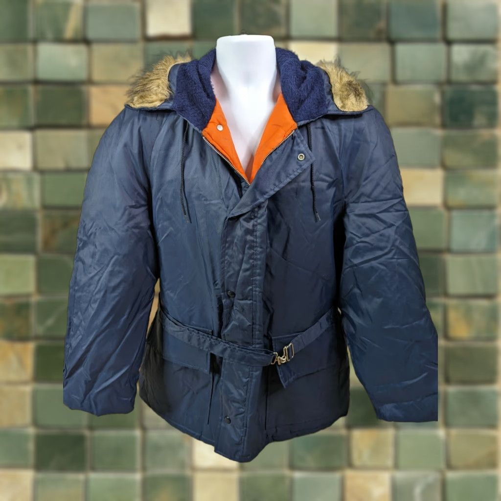 JCPenney VINTAGE JC Penney Snowmobile Apparel Parka Coat Jacket Men's Large Blue Faux Fur Parka Coat Jacket Size US L / EU 52-54 / 3 - 1 Thumbnail