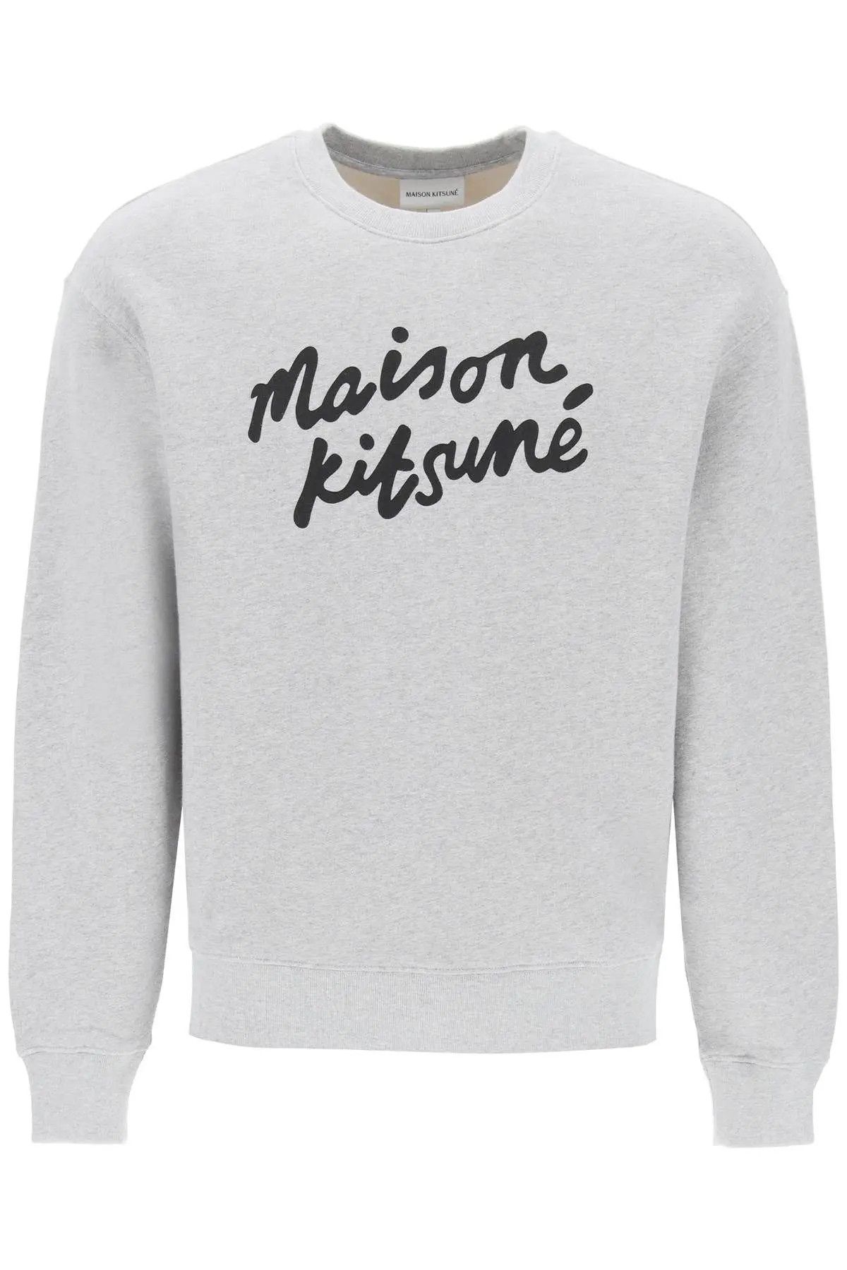 Image of Maison Kitsune O1S22I1N0324 Logo Crewneck Sweatshirts In Grey, Men's (Size Small)