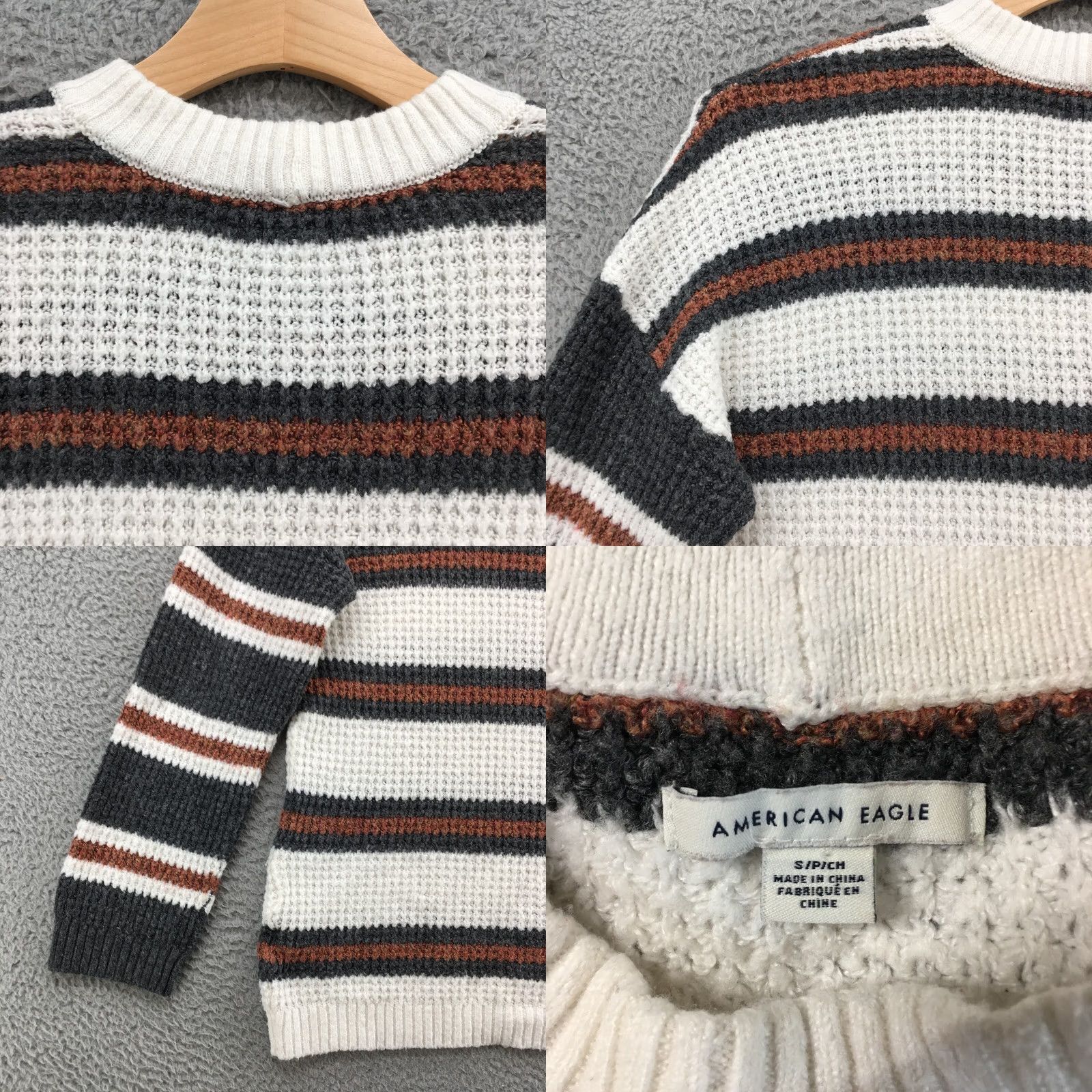 American Eagle Outfitters American Eagle Outfitters Crew Neck Sweater Mens S White Striped Pullover Knit Size US S / EU 44-46 / 1 - 9 Thumbnail