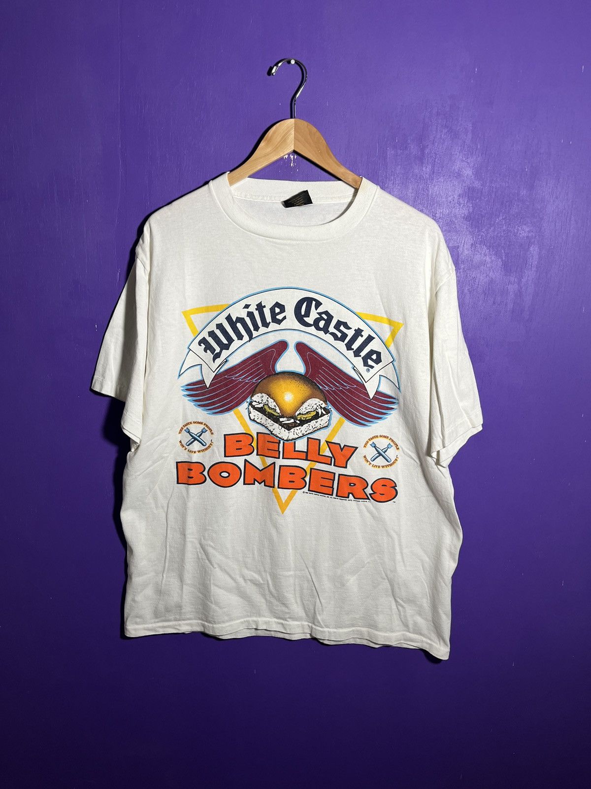 Vintage Vintage 1989 White Castle belly bombers t-shirt Size US XL / EU 56 / 4 - 1 Thumbnail