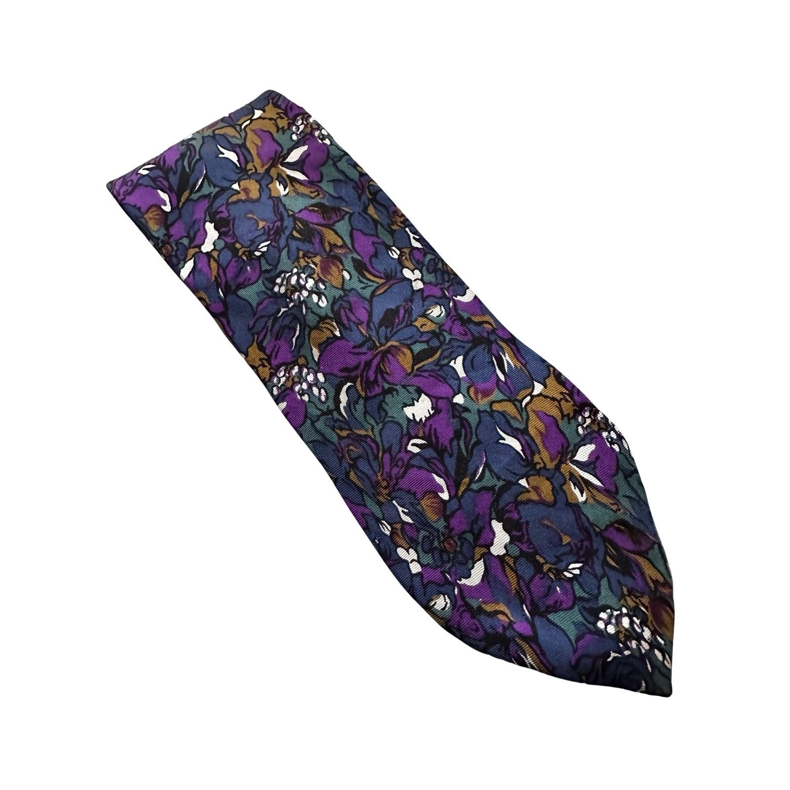 Vintage Vintage Jones New York Purple Floral Silk Necktie Size ONE SIZE - 2 Thumbnail