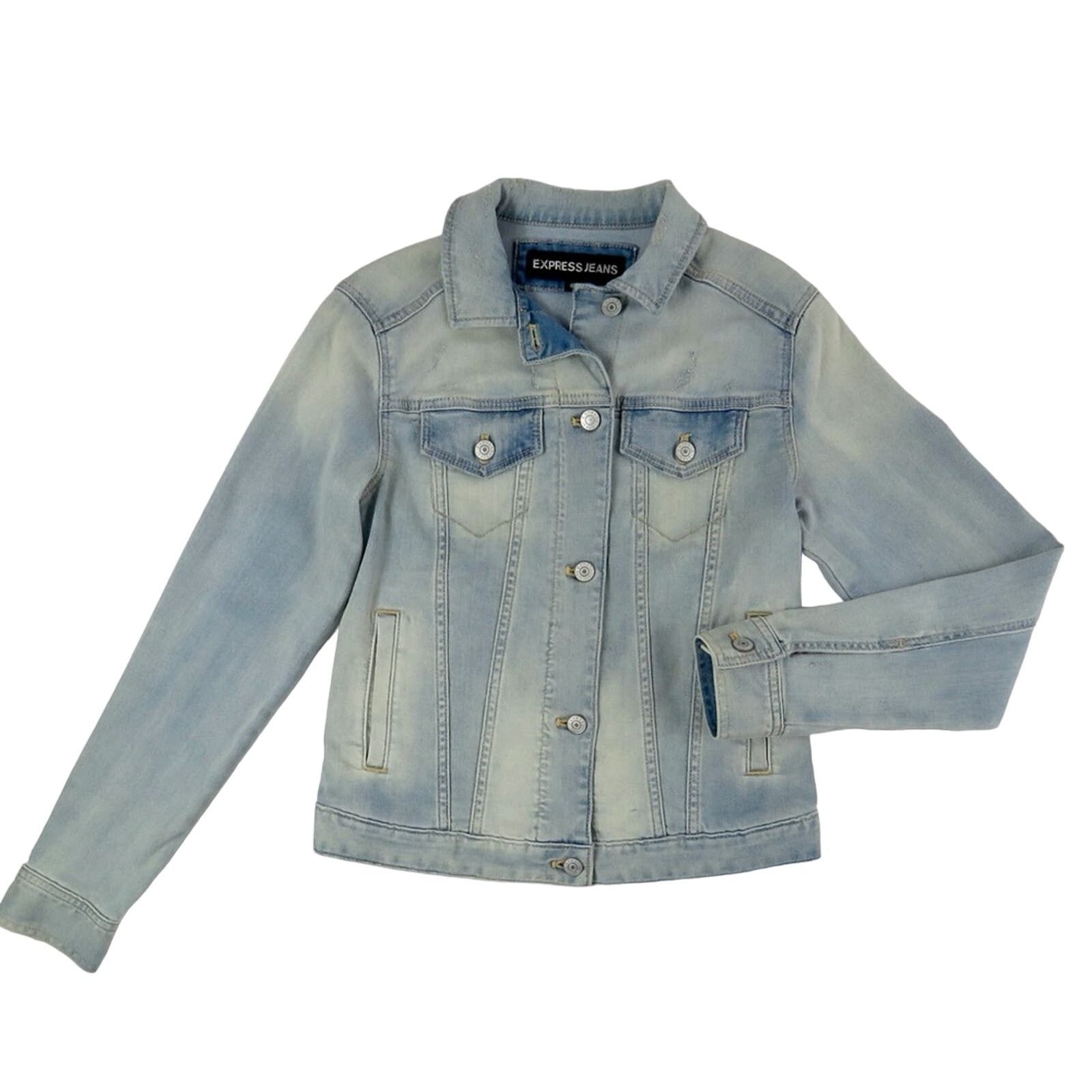 Express Express Jean Jacket Classic Denim Jacket Fitted XS Size XS / US 0-2 / IT 36-38 - 9 Thumbnail