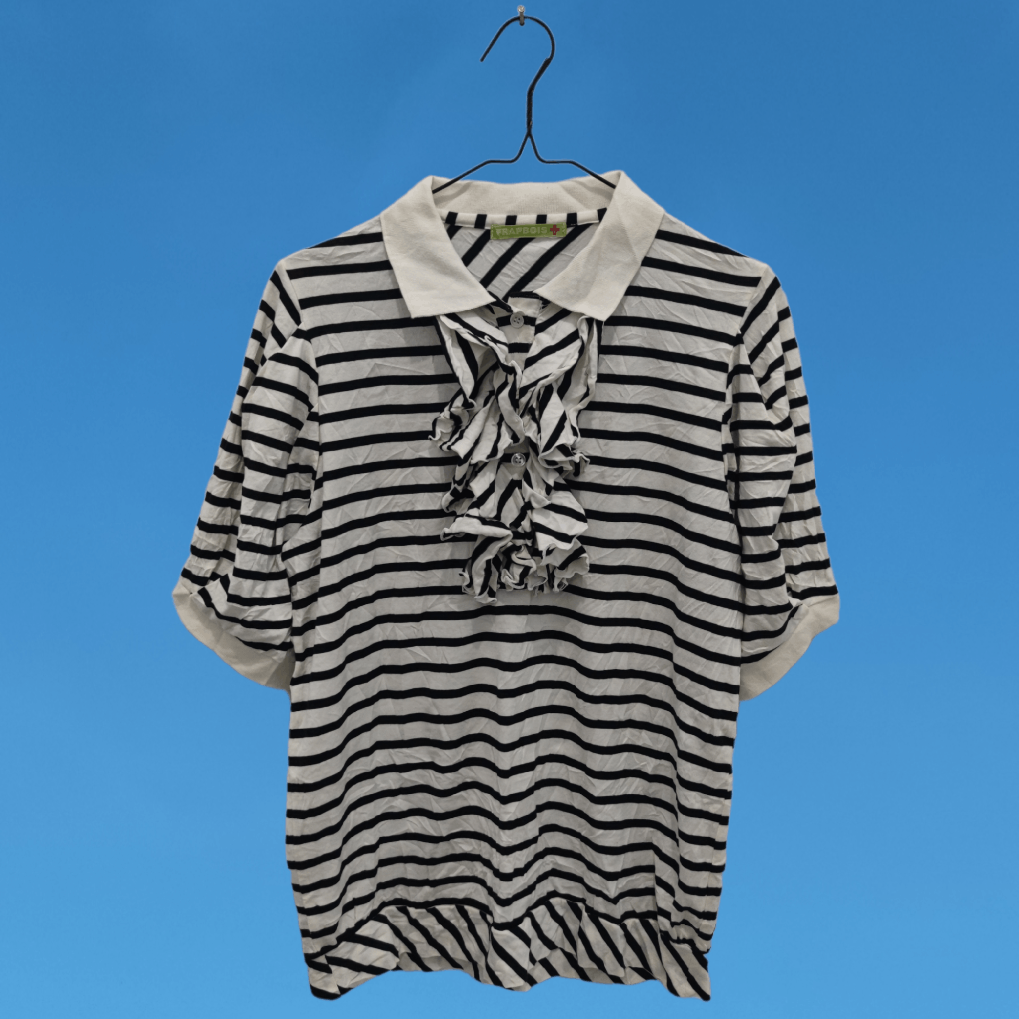 Frapbois By Issey Miyake Nice Design Stripes Polo Shirt