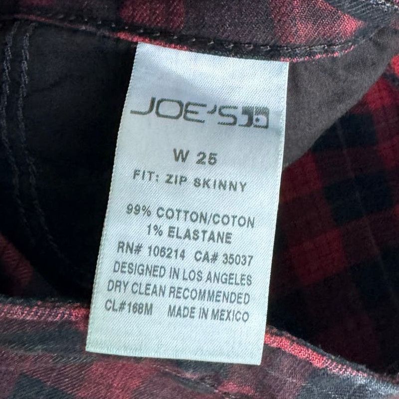 Joe's Joe's Jeans Coated Plaid Check, Skinny Ankle Denim Red/Black Size 25" / US 0 / IT 36 - 7 Thumbnail