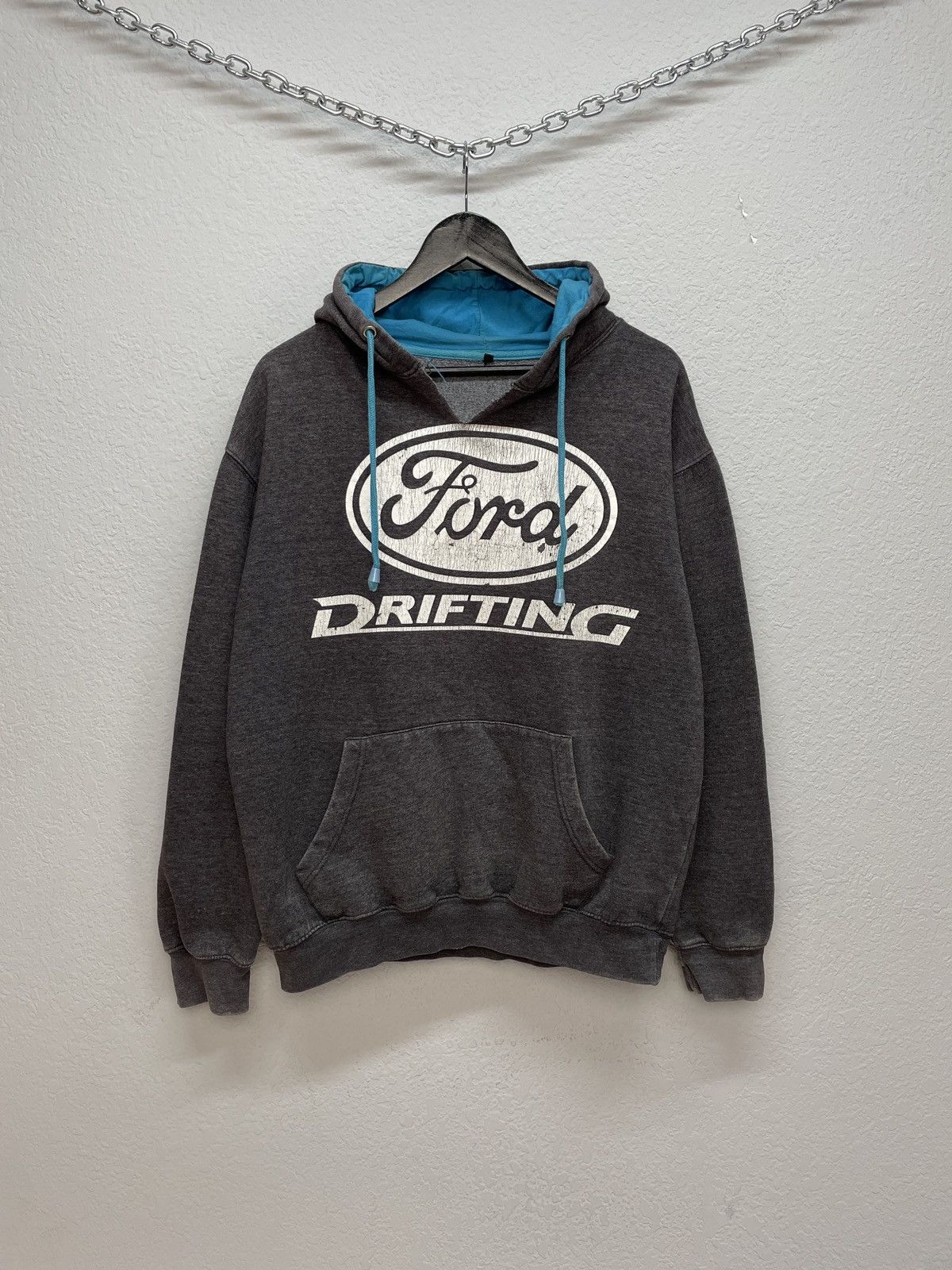 Vintage Y2K Ford Drifting Baggy Fit Sun Faded Boxy Hoodie