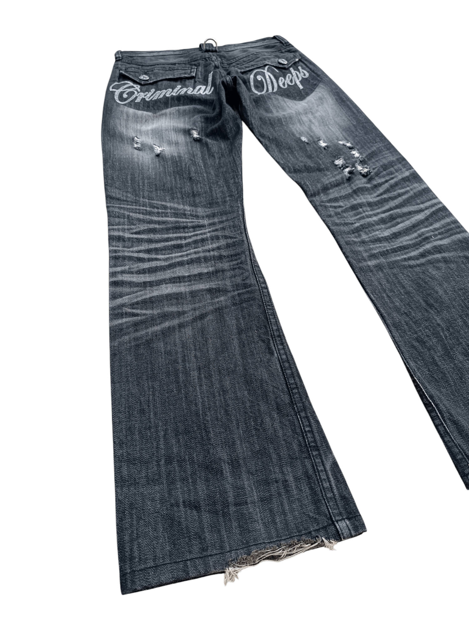 Japanese Brand RARE💥JAPANESE BRAND DENIM FLARE DISTRESED EMBROIDERY JEANS Size US 29 - 10 Thumbnail