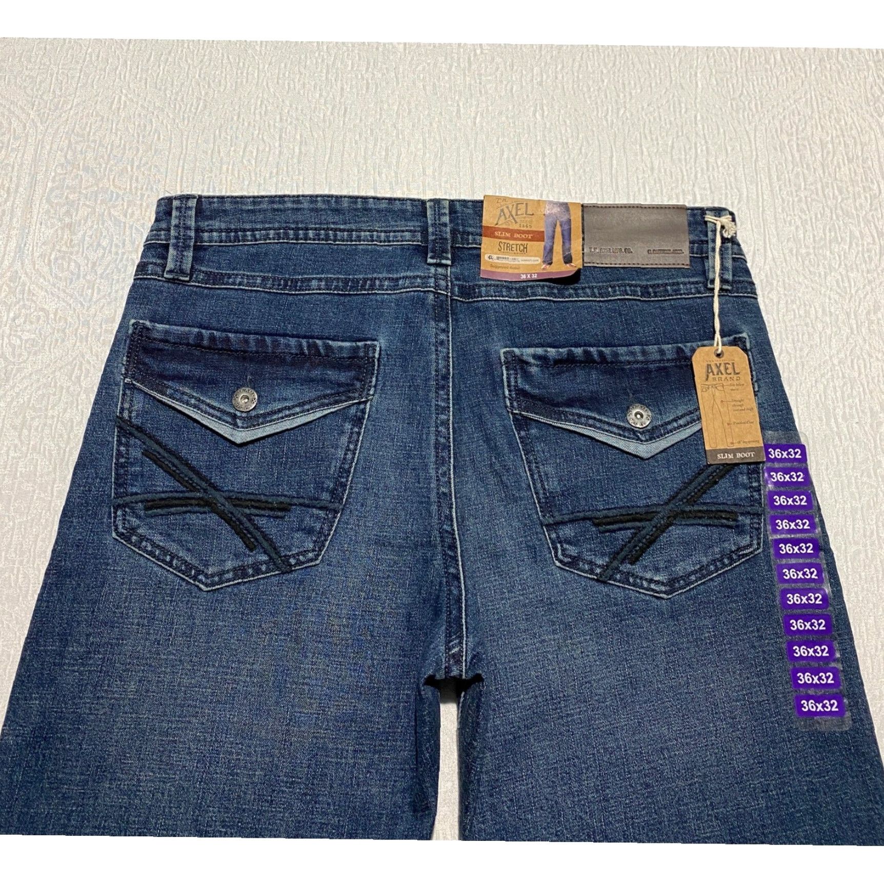 Vintage Axel Jeans Bootcut Slim Mens 36x32 Blue Stretch Denim Regular 5-Pocket Button Zip Slim Fit Men’s Jeans Size US 36 / EU 52 - 2 Thumbnail