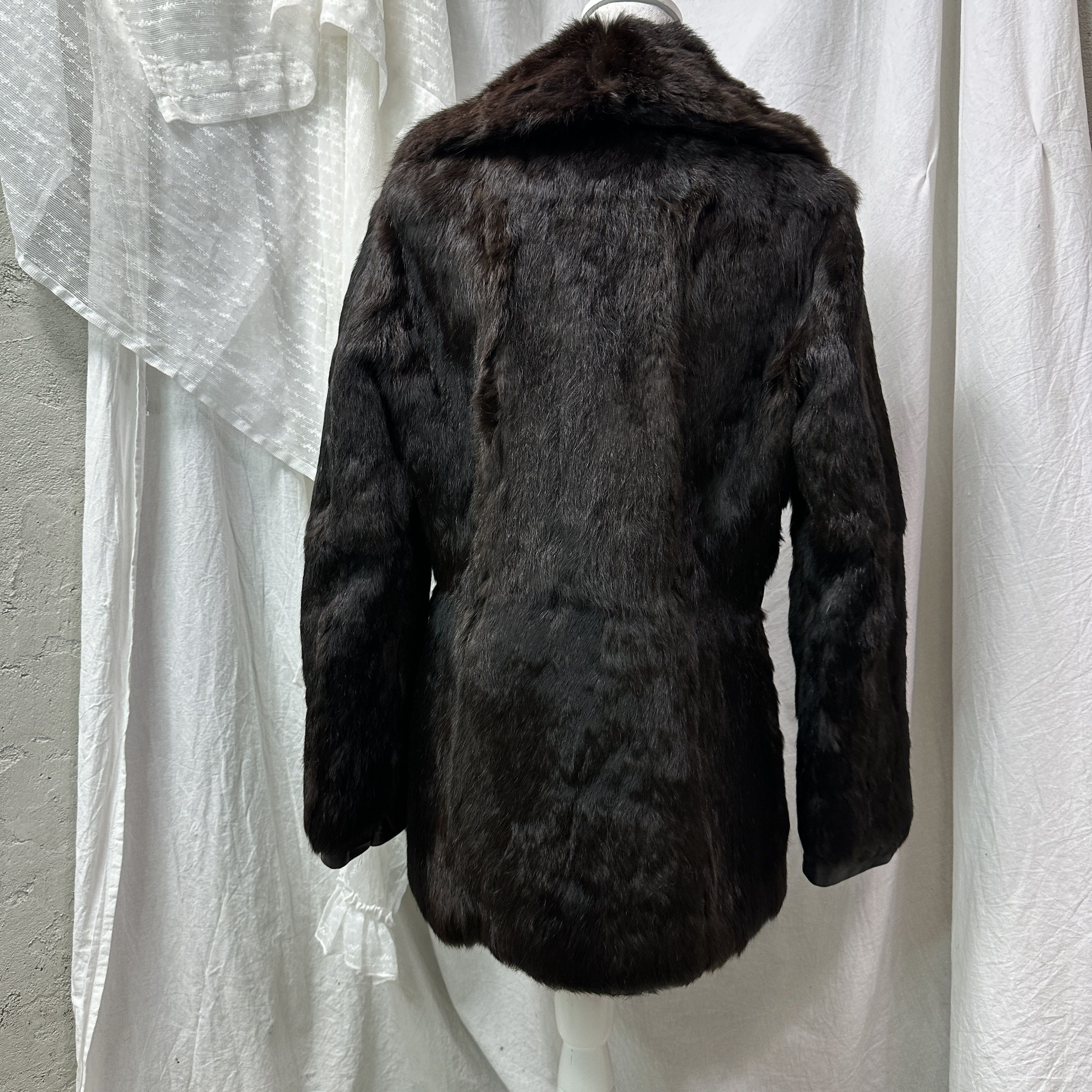 Vintage Vintage Old Money Chocolate Brown Tailored Rabbit Fur 90s Size L / US 10 / IT 46 - 3 Thumbnail