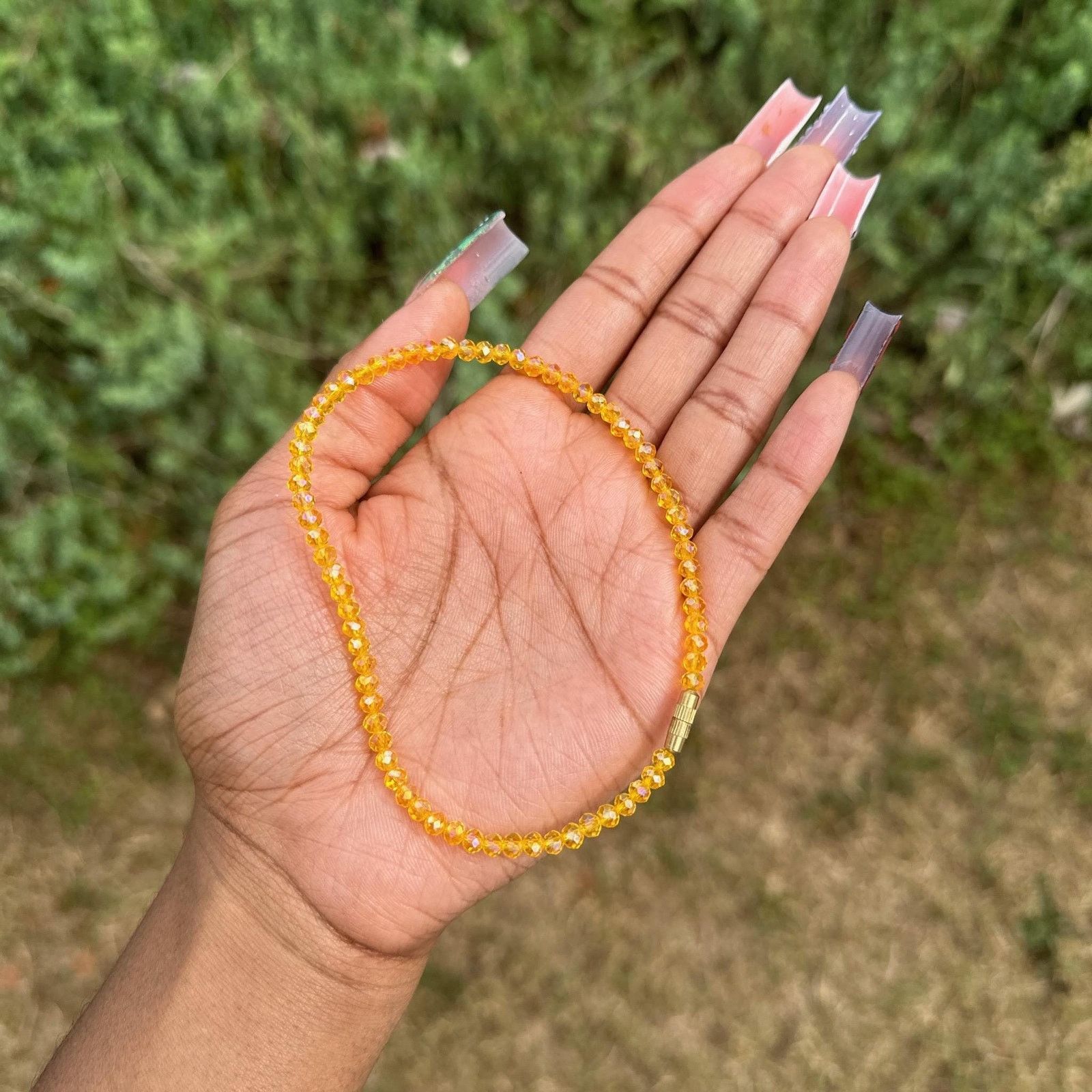Handmade Small blue & yellow beaded african anklets Size ONE SIZE - 4 Thumbnail