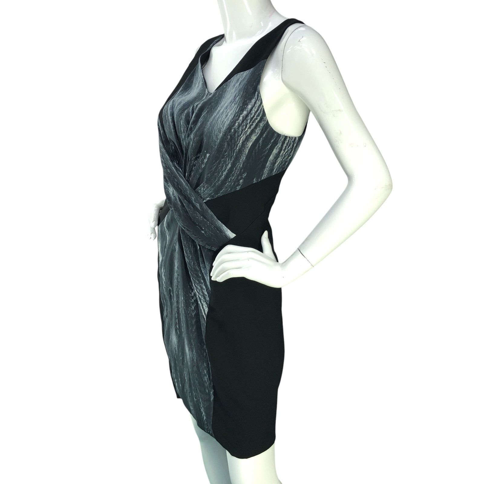 Helmut Lang Helmut Lang Size 4 Dress Vertebrae Print Silk Sheath V Neck Size S / US 4 / IT 40 - 4 Thumbnail