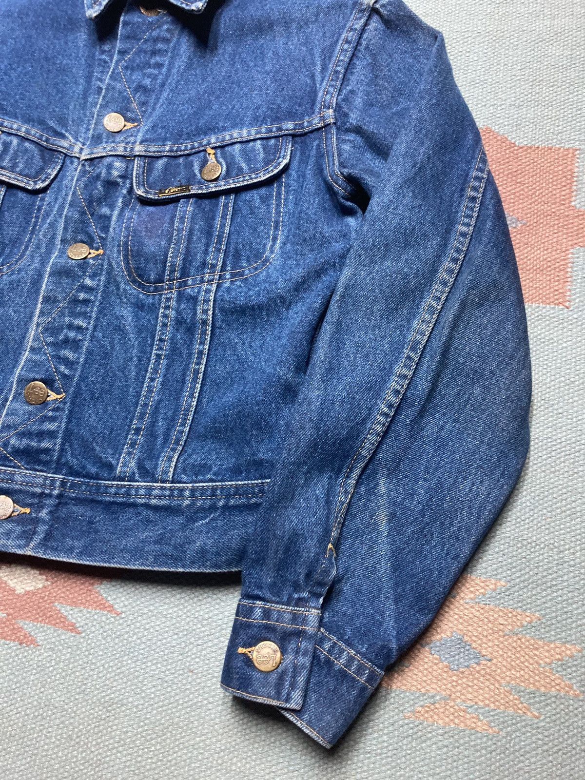 Lee × Vintage 70s lee denim trucker jacket PATD dark USA kids youth large? Size XS / US 0-2 / IT 36-38 - 2 Thumbnail
