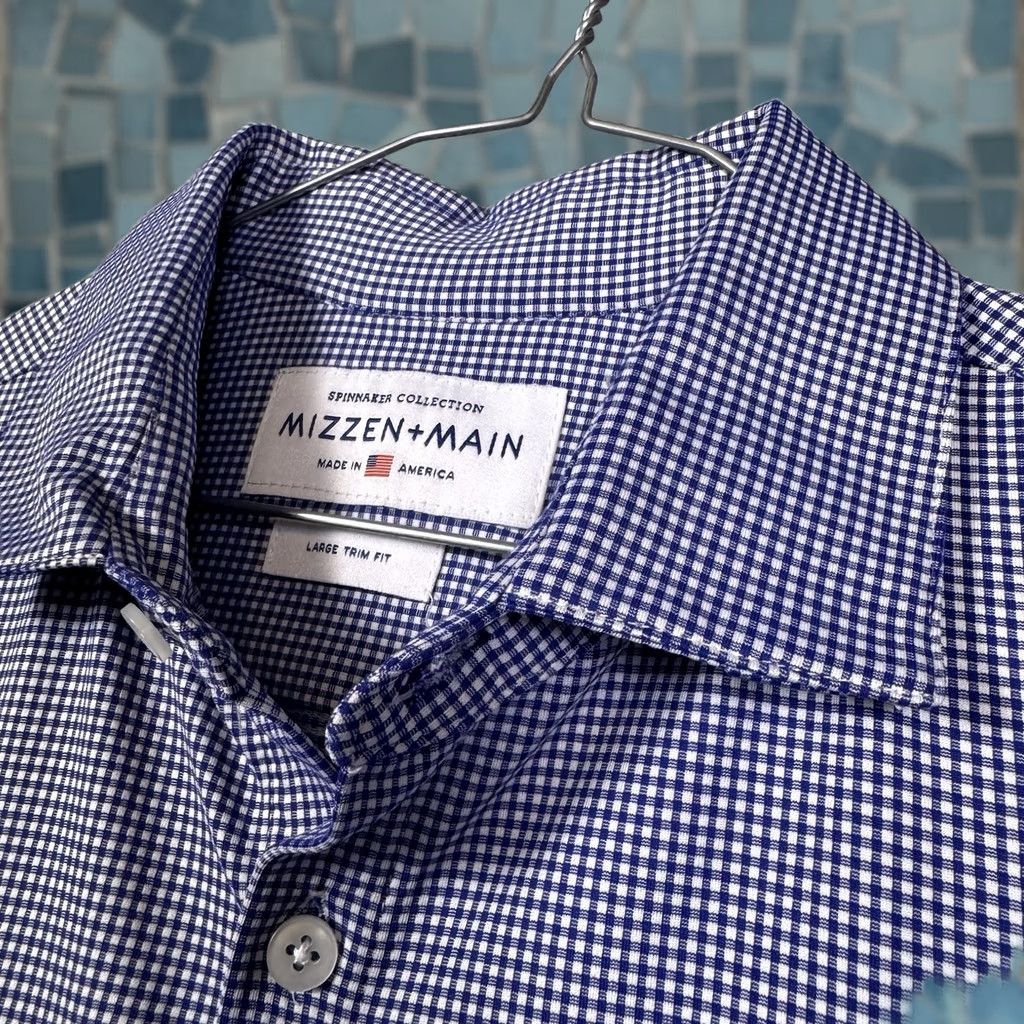 Mizzen+Main Mizzen Main Shirt Mens Large Trim Fit Spinnaker Collection Stretch Gingham USA Size US L / EU 52-54 / 3 - 1 Thumbnail