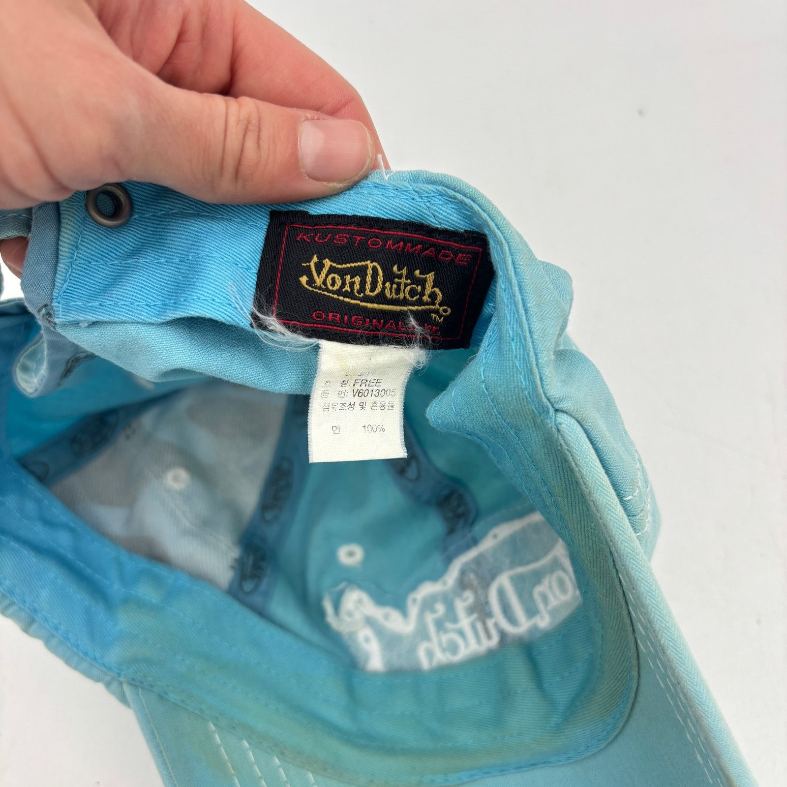 Von Dutch Von Dutch Baby Blue Distressed Cap Y2k Adjustable Hat Size ONE SIZE - 8 Thumbnail
