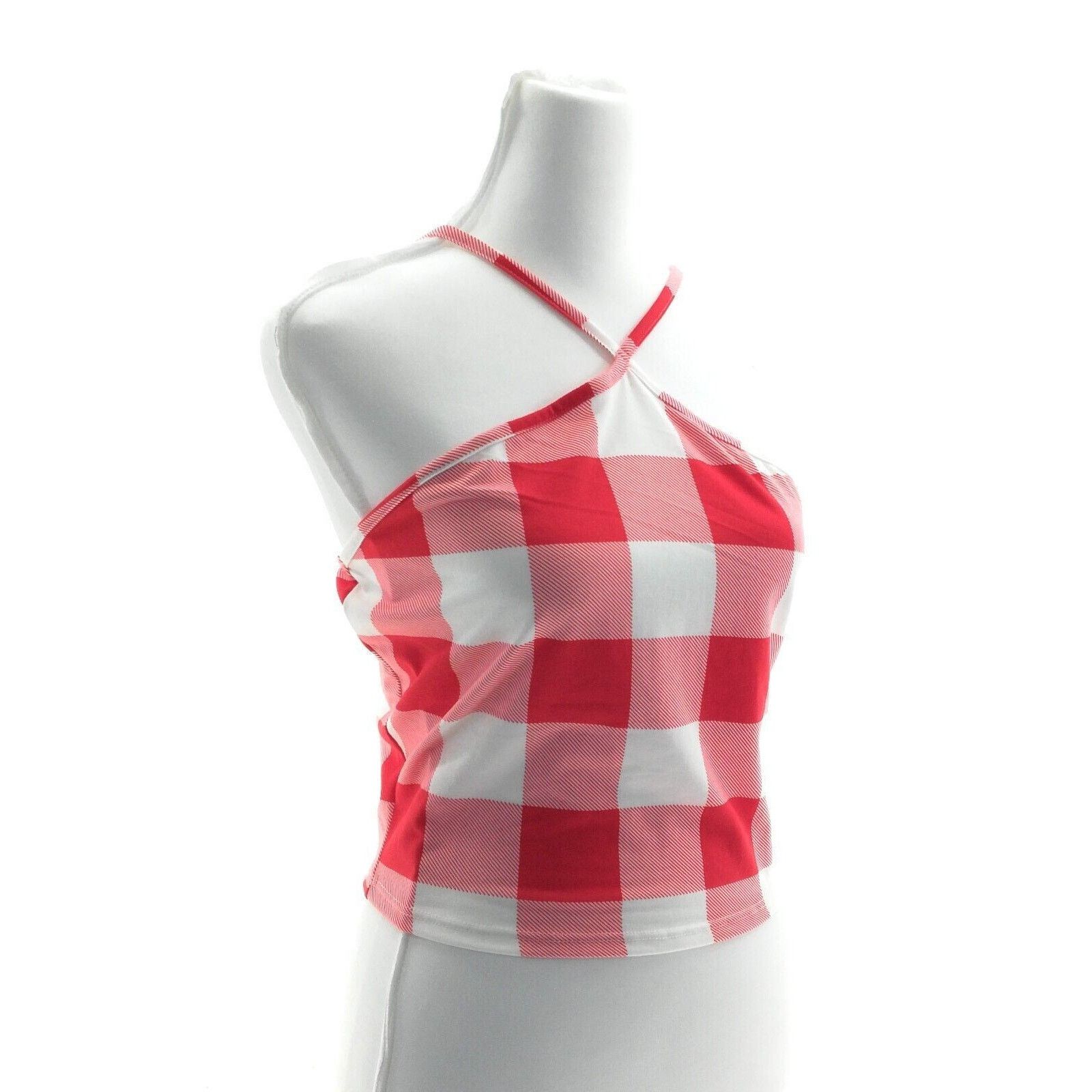 Other Persaya Red & White Buffalo Check Gingham Crop Top - Large Size L / US 10 / IT 46 - 1 Thumbnail