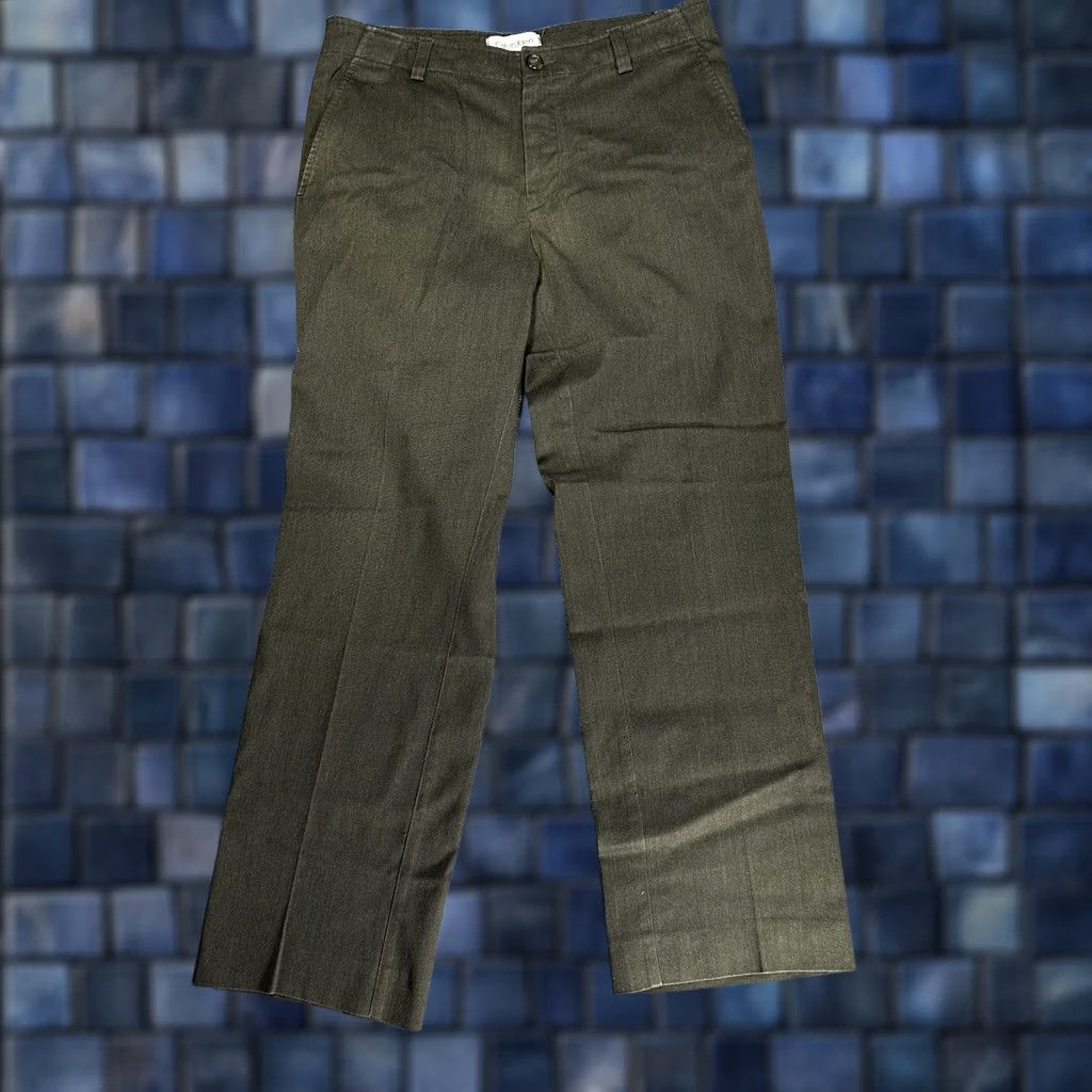 Calvin Klein Calvin Klein Pants Mens 33 Straight Dark Green Wool Blend Straight Leg Pockets Jeans Dress Pants Casual Size US 33 - 1 Thumbnail
