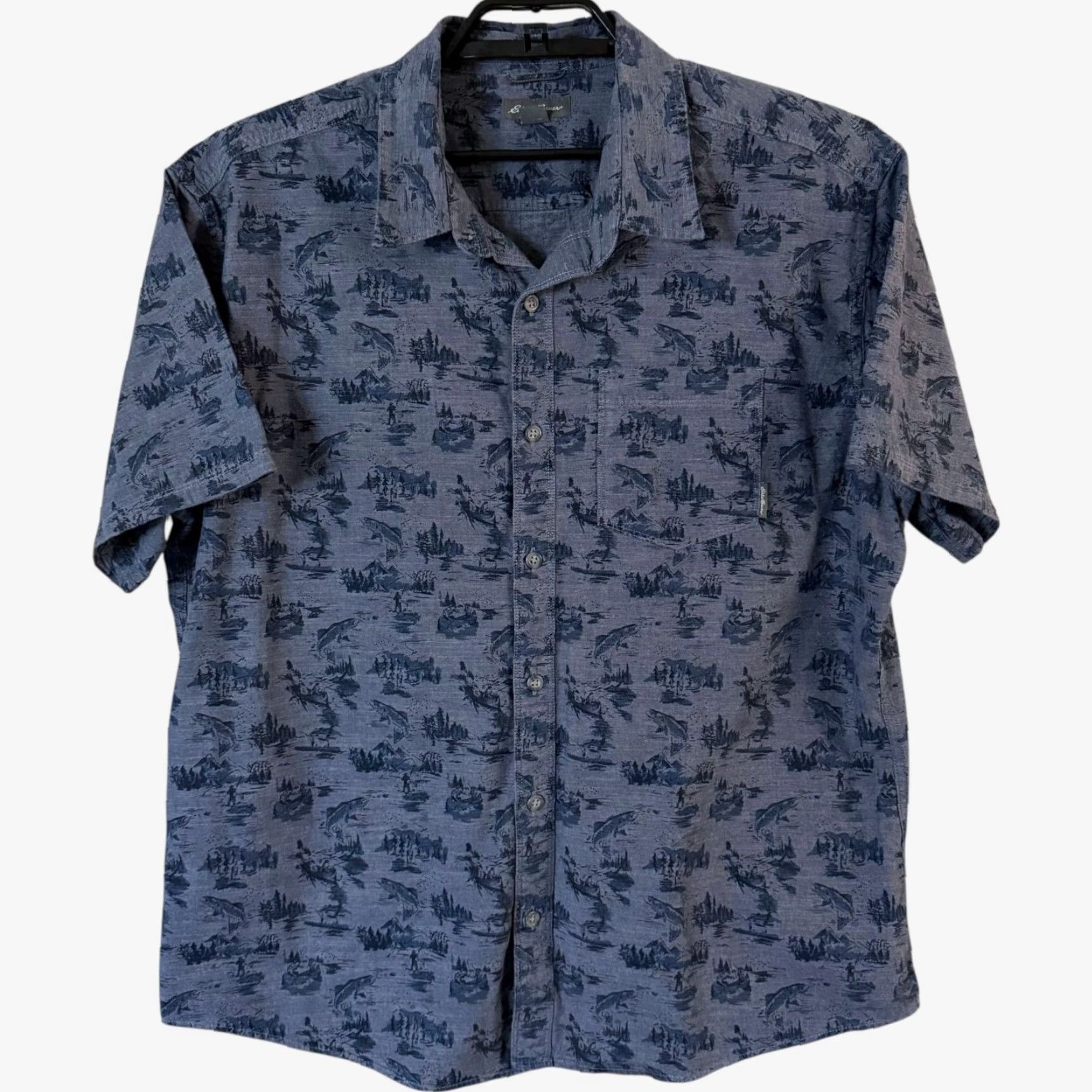 Eddie Bauer Eddie Bauer Button-Up Shirt Blue Men's XL Cotton Outdoor Casual Pockets Short Sleeve 100% Cotton Shirt Size US XL / EU 56 / 4 - 2 Thumbnail