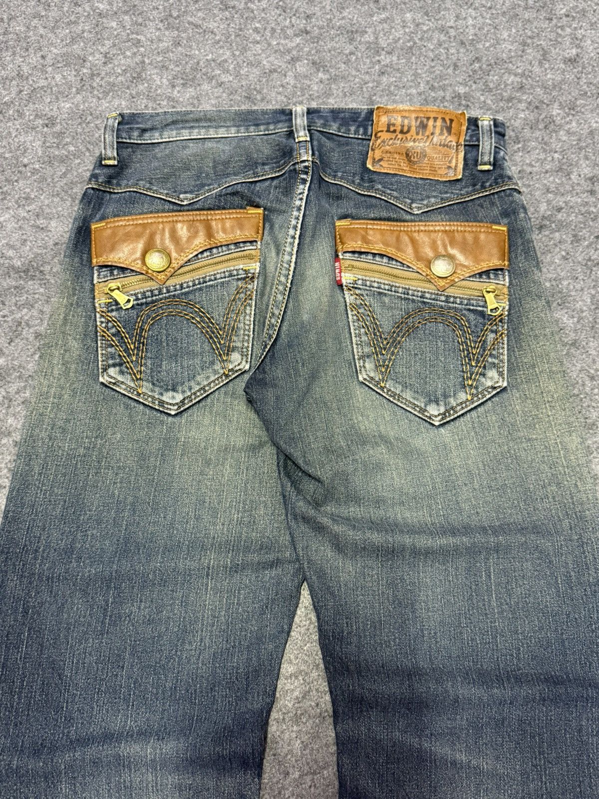 Edwin 2000s Edwin XV Leather Trimmed Muddy Wash Loose Jeans Size US 32 / EU 48 - 7 Thumbnail