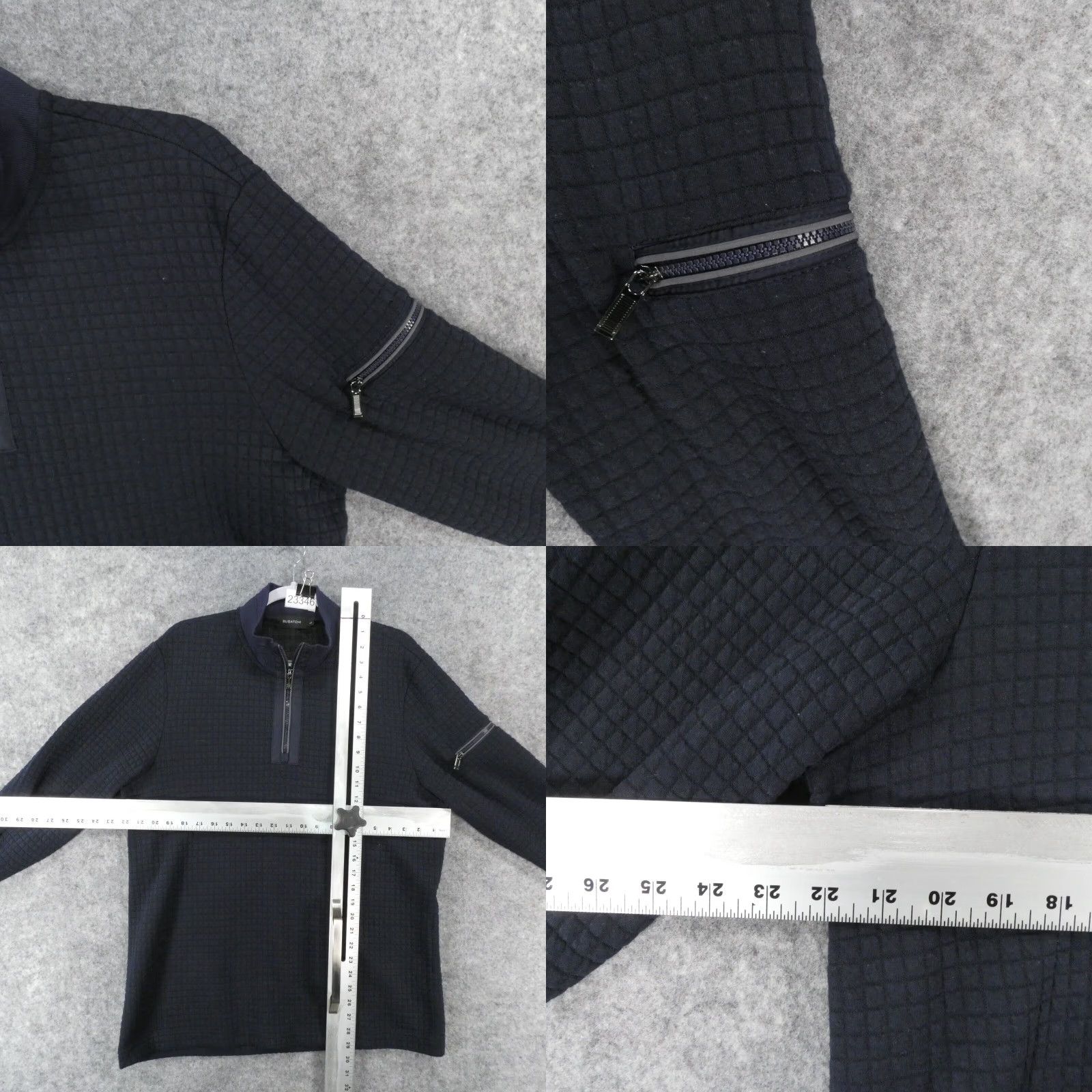 BUGATCHI BUGATCHI Mens Large Stretch Long Sleeve Navy 1/4 Zip Waffle Fleece Pullover Sweater Size US L / EU 52-54 / 3 - 8 Thumbnail