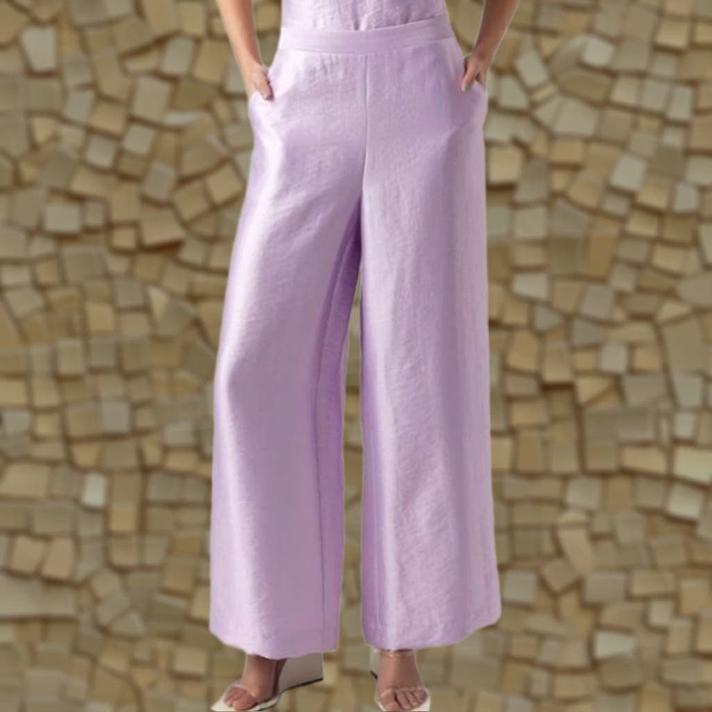 Vintage Vero Moda Womens Trousers Purple Medium Wide-Leg Baggy Pants Satin Vmhall Size 32" / US 10 / IT 46 - 1 Thumbnail