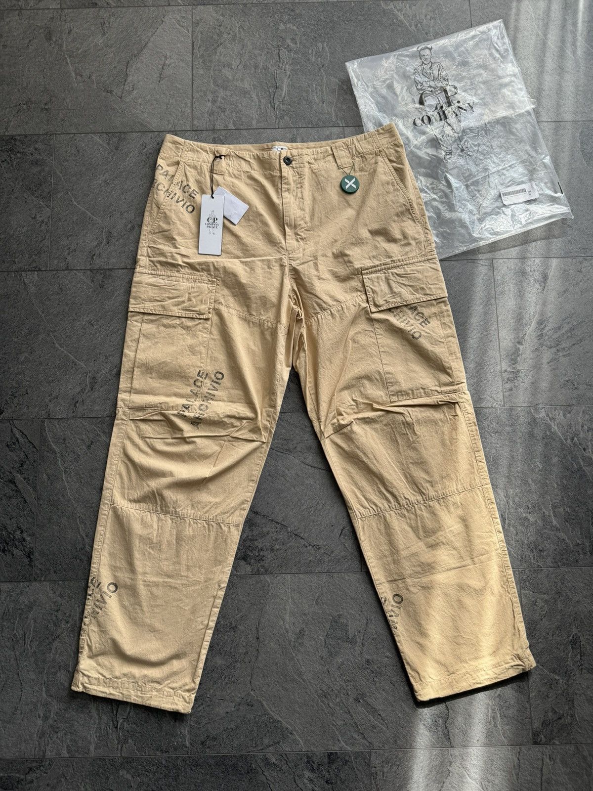 Image of C P Company x Palace C.p. Company Washed Cotton Cargo Stone Fw22, Men's (Size 36)