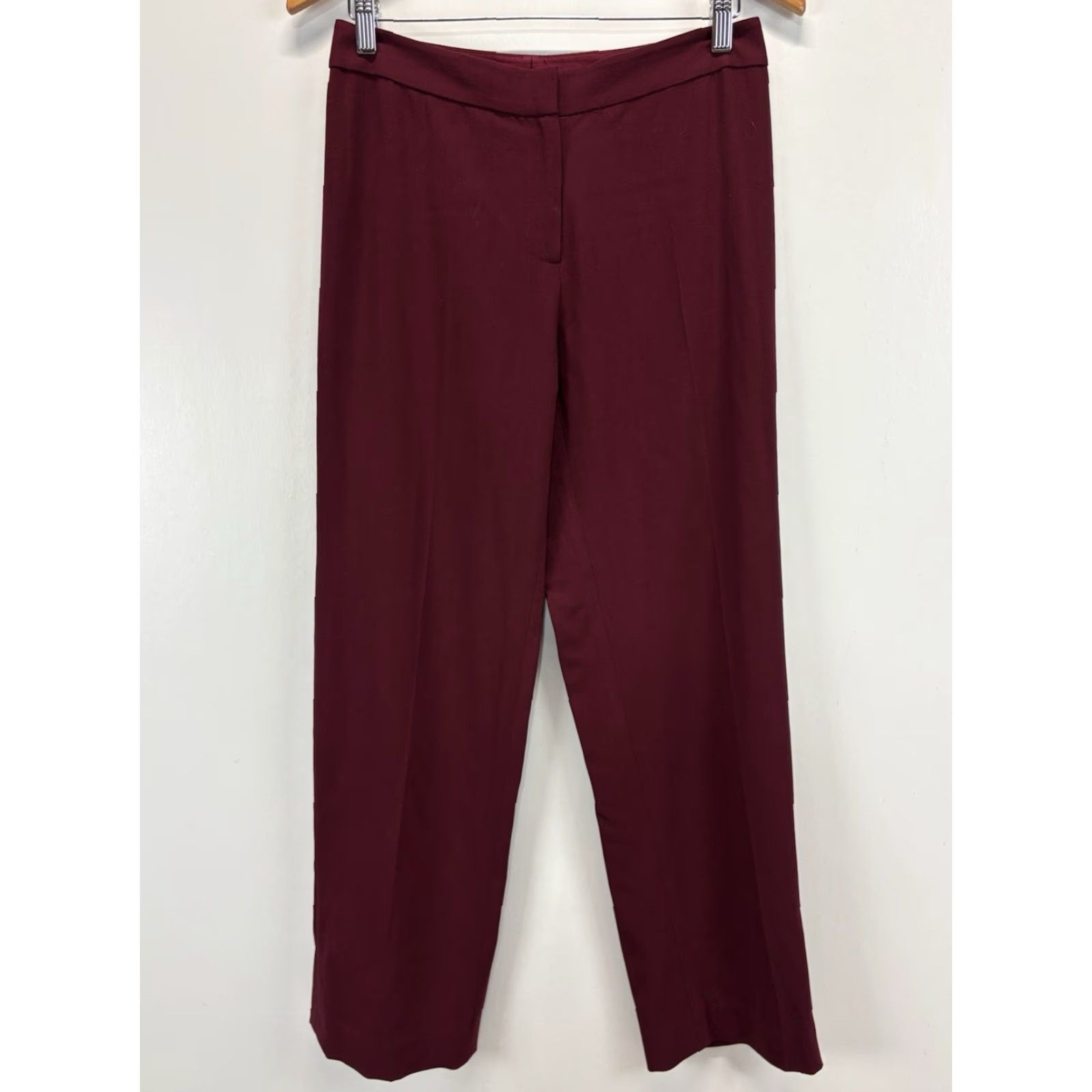 St. John VINTAGE St John Collection Virgin Wool Pants Women’s 8 Burgundy Straight Trouser 29x30 Womens Dress Pants Leg Style: Straight Size 30" / US 8 / IT 44 - 2 Thumbnail