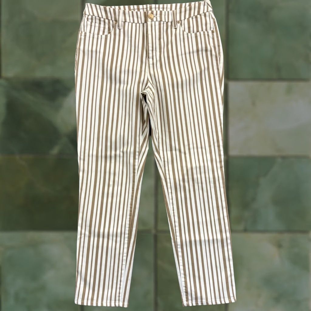 Vintage Chico's Pants Womens 1 So Slimming Girlfriend Ankle 32x30 Tan Striped Stretch Zip Size 25" / US 0 / IT 36 - 1 Thumbnail