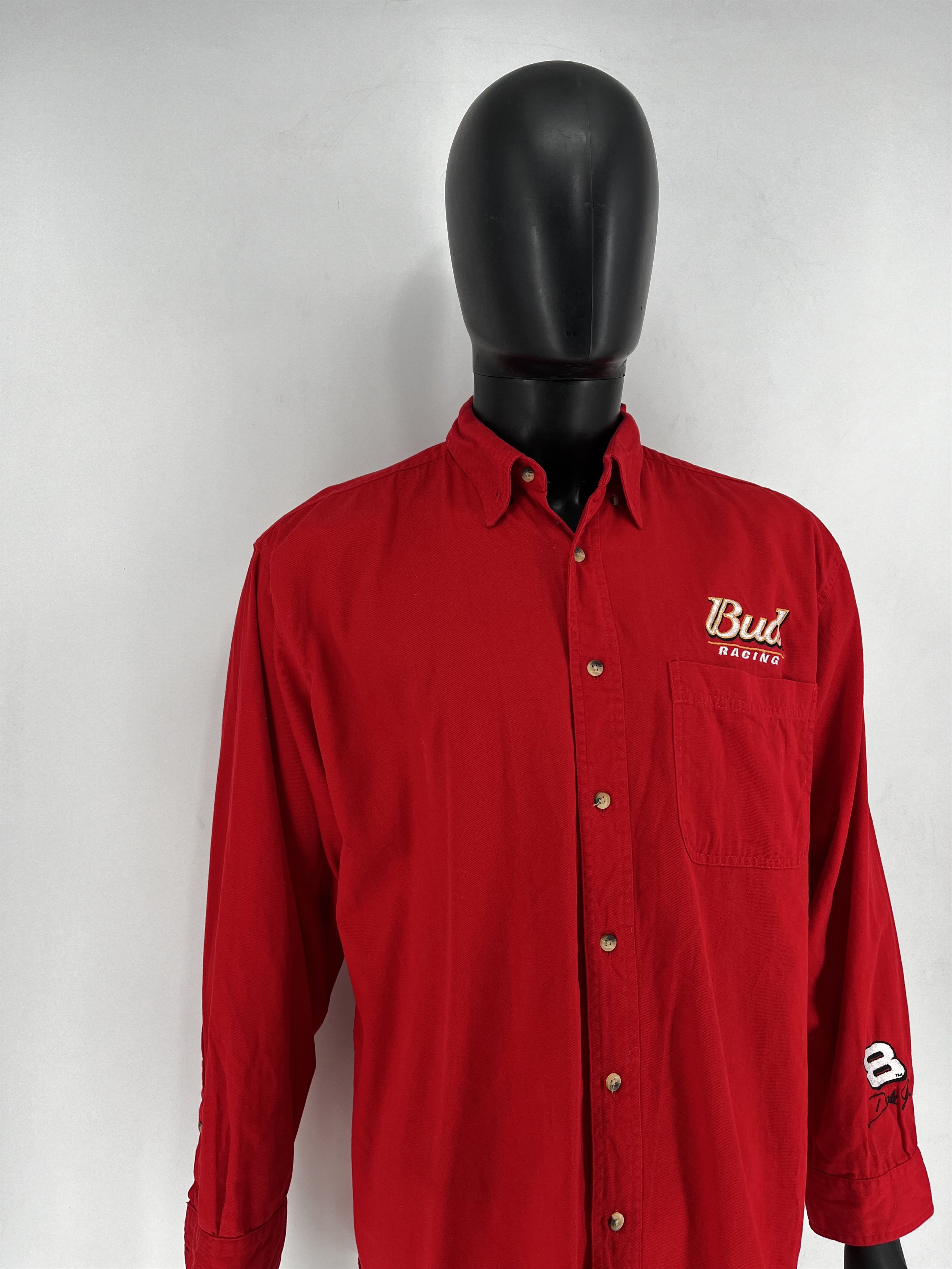 NASCAR Winners Circle Men’s Dale Jr. #8 Bud Racing Shirt Cotton Red Size US XL / EU 56 / 4 - 3 Thumbnail