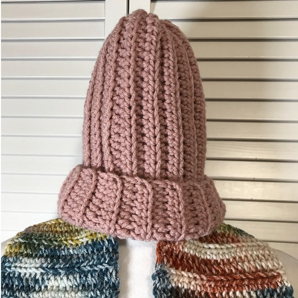 Handmade NWT Handmade Crocheted Multicolor Beanie & Scarf 61” Size ONE SIZE - 2 Thumbnail