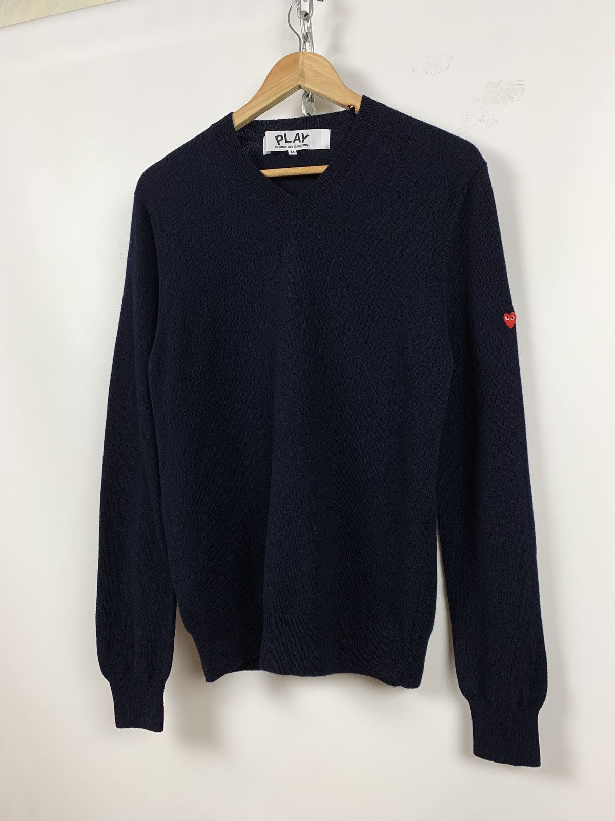 Comme des Garcons Comme des Garçons Play V-Neck Wool Sweater Size US M / EU 48-50 / 2 - 1 Thumbnail