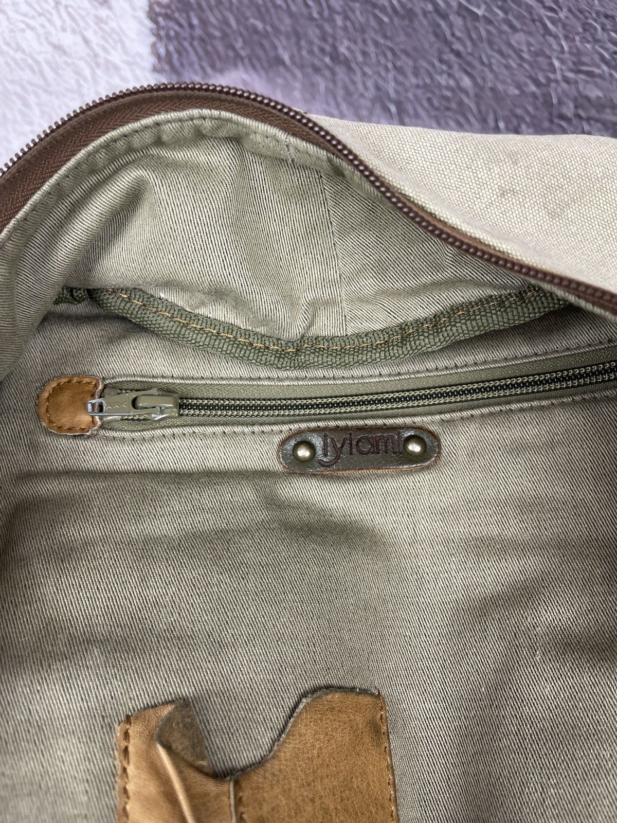 Vintage Vintage Avant Garde lyiami cotton leather backpack military Size ONE SIZE - 15 Thumbnail