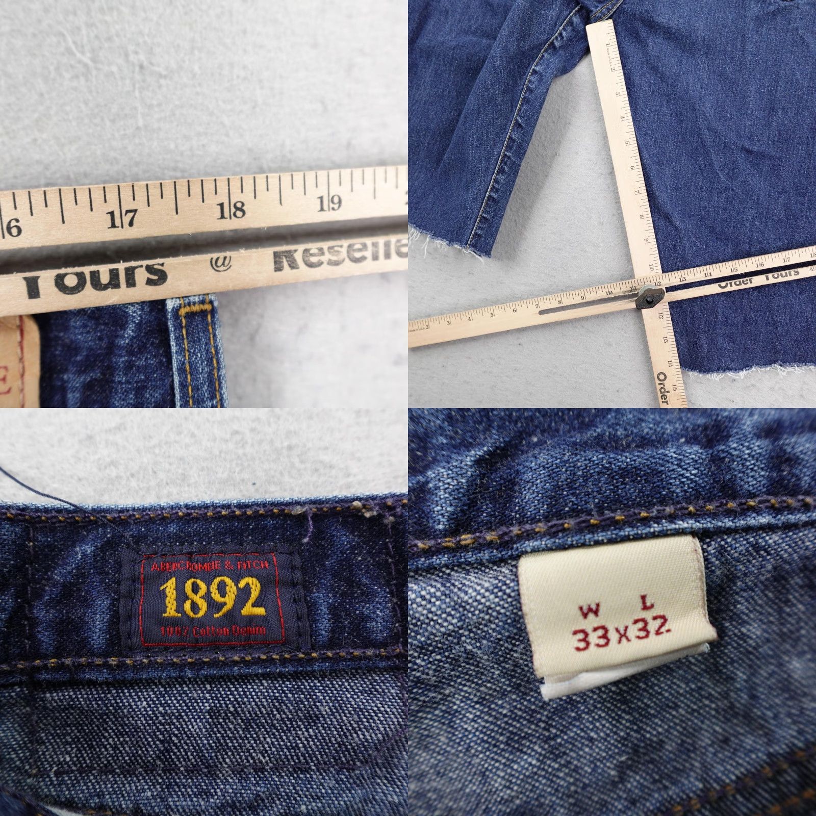 Abercrombie & Fitch VINTAGE Abercrombie & Fitch Shorts Mens 33 Blue Denim Bermuda Distressed Button Fly 90s Casual Travel Size US 33 - 8 Thumbnail