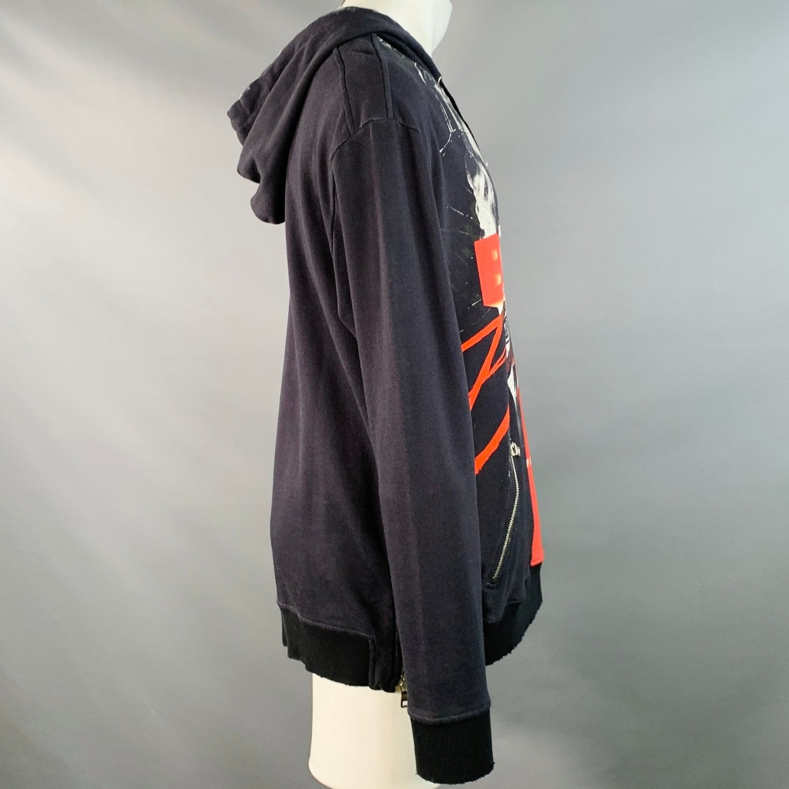 Balmain Size M Black Red White Graphic Cotton Hoodie Sweatshirt Size US M / EU 48-50 / 2 - 3 Thumbnail