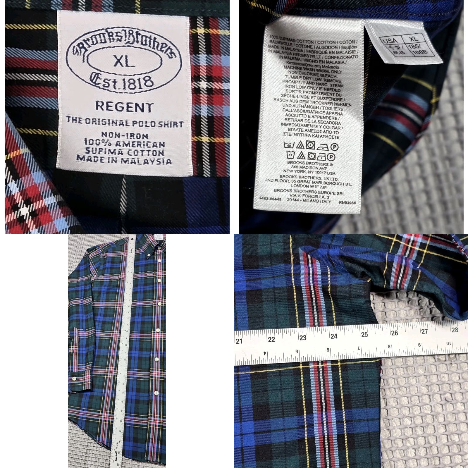 Brooks Brothers Brooks Brothers Shirt Mens XL Blue Plaid Tartan Twill Supima Regent Button Up Size US XL / EU 56 / 4 - 8 Thumbnail