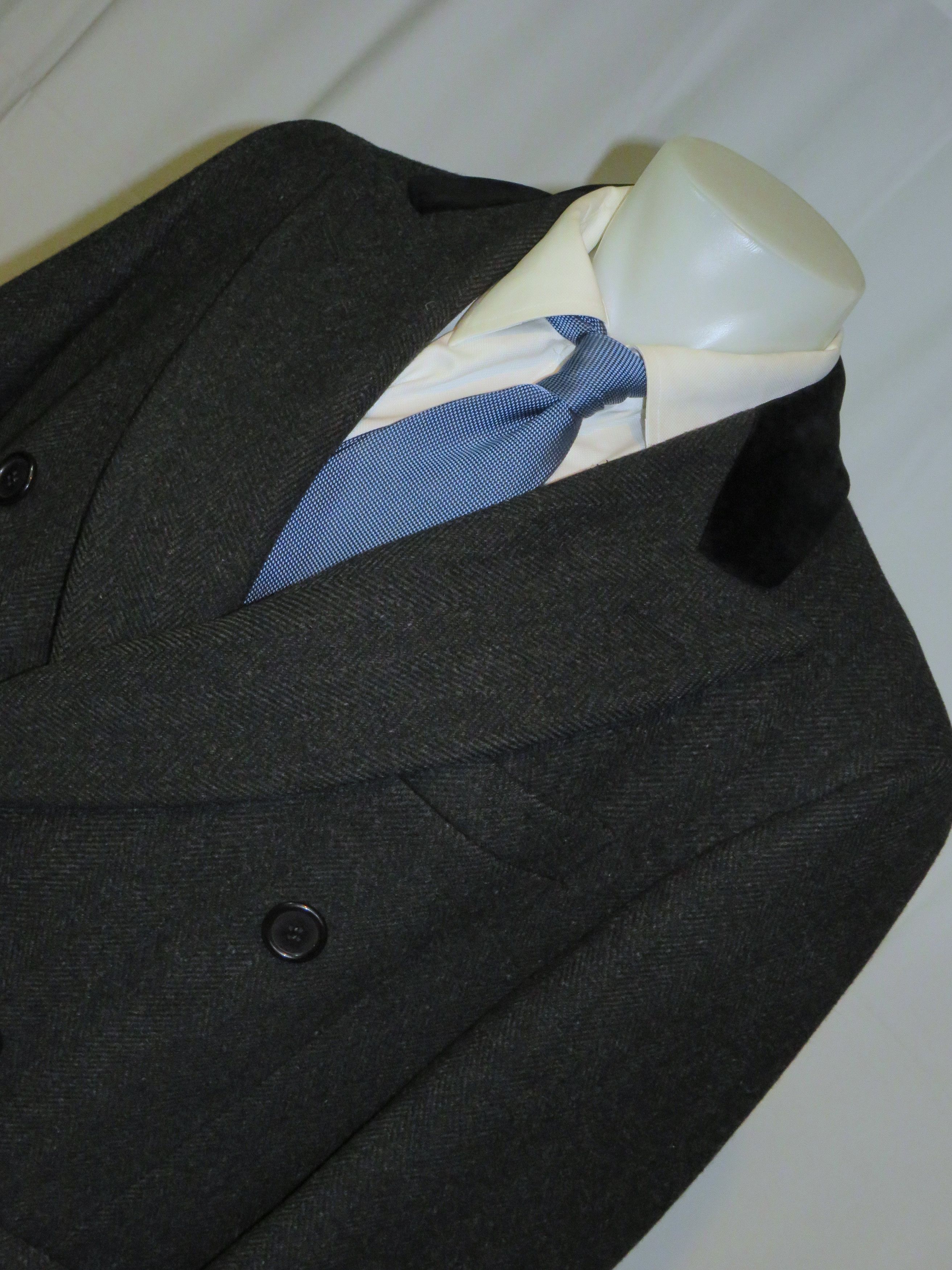 Paul Stuart Gray Herringbone Double Breasted Chesterfield 41R Size US L / EU 52-54 / 3 - 4 Thumbnail