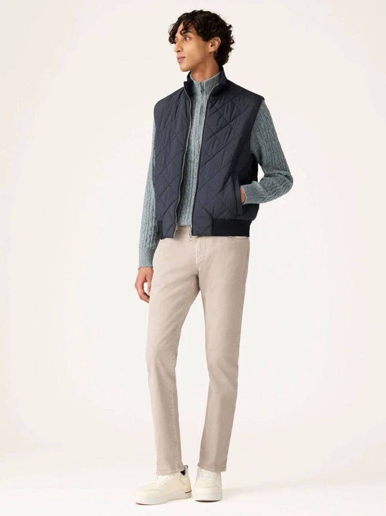 LORO PIANA Solid color collar zipper sleeveless vest