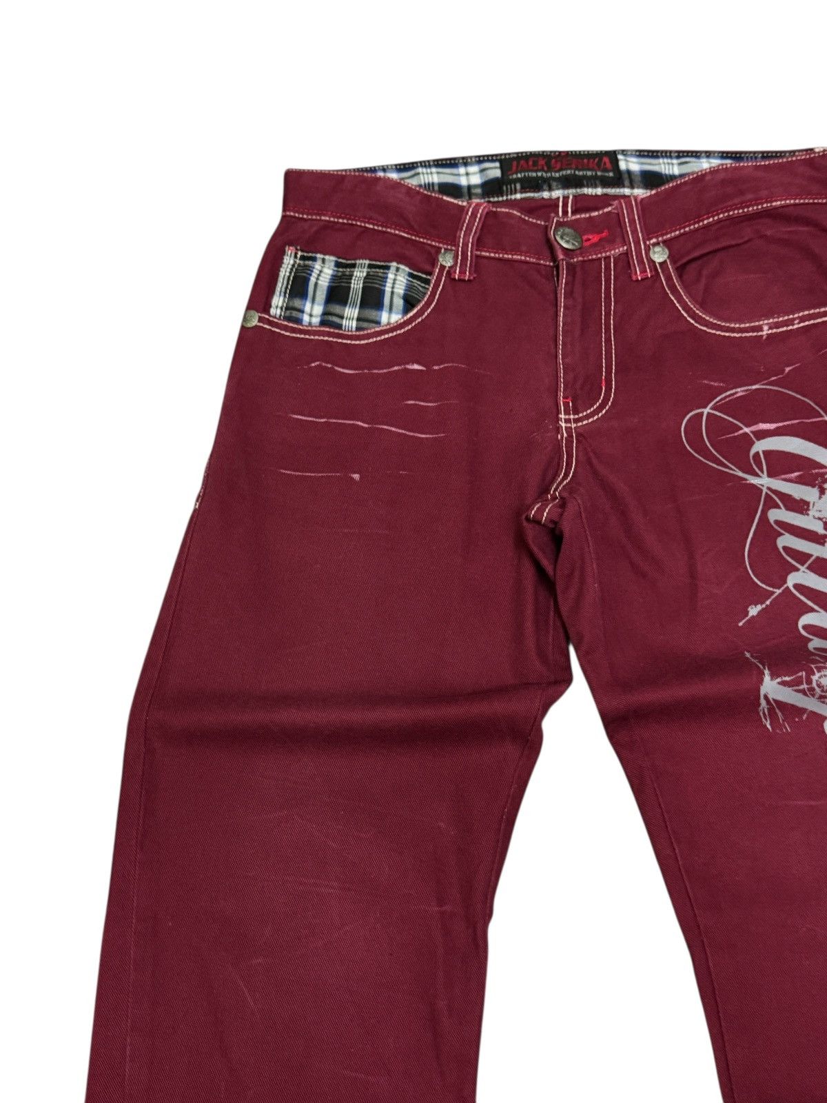 Hysteric Glamour Vintage Jack Serika Burgundy Jeans Streetwear Japan Style Size US 29 - 4 Thumbnail