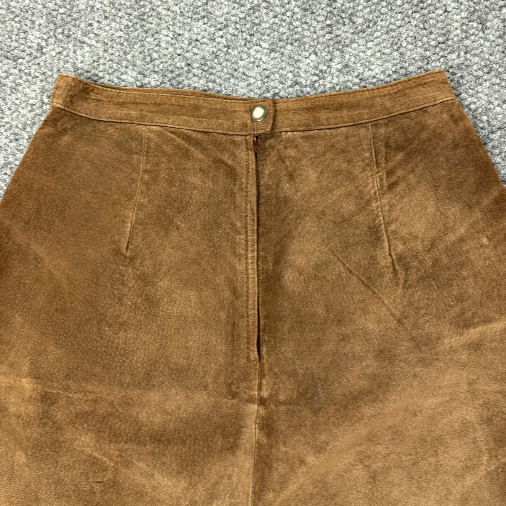 Vintage Gitano Skirt Womens 7/8 Brown Leather Suede Pencil Knee Length Lined High Waist Size 28" / US 6 / IT 42 - 4 Thumbnail