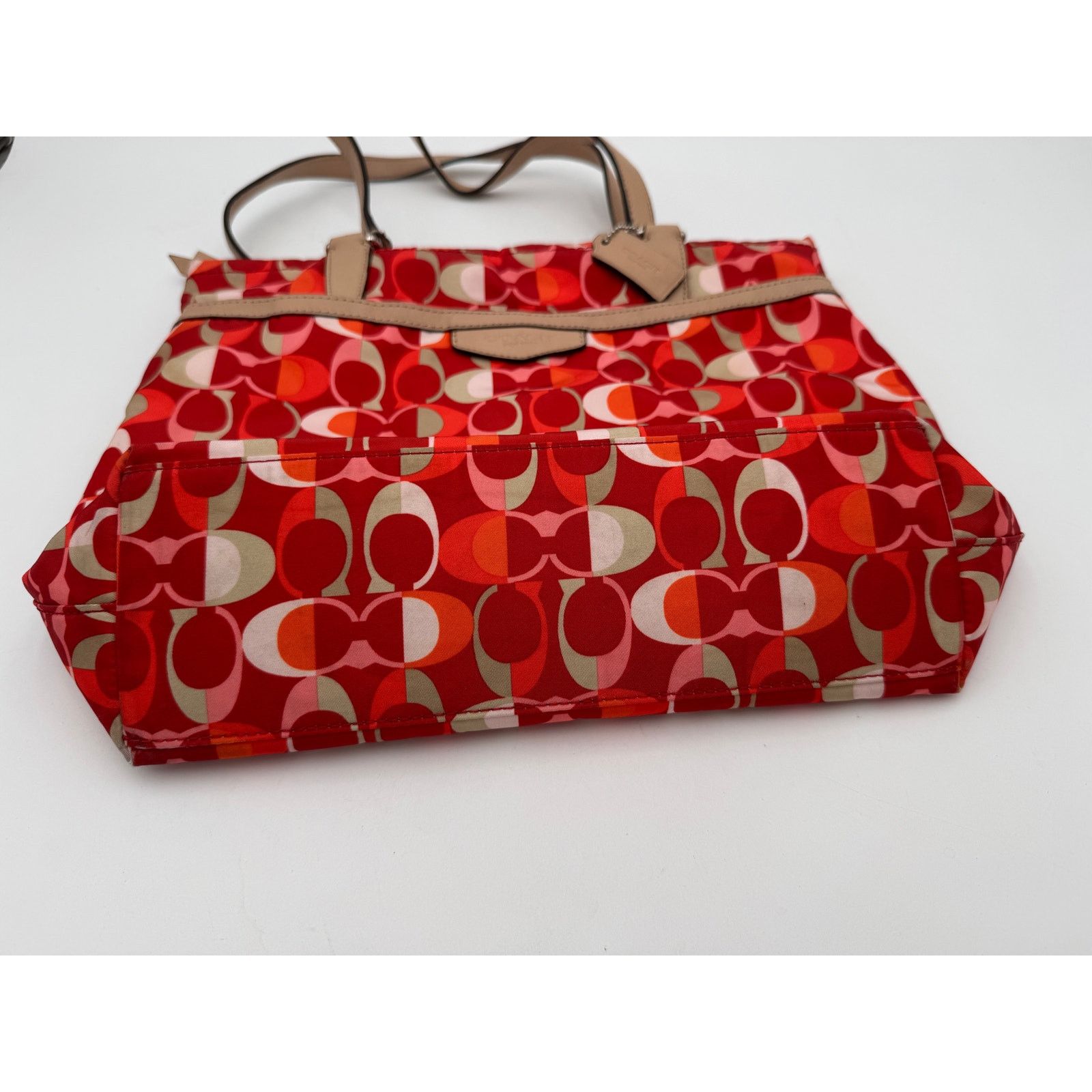 Coach Coach Signature Striped Vermillion Dream C Tote Fabric Size ONE SIZE - 7 Thumbnail