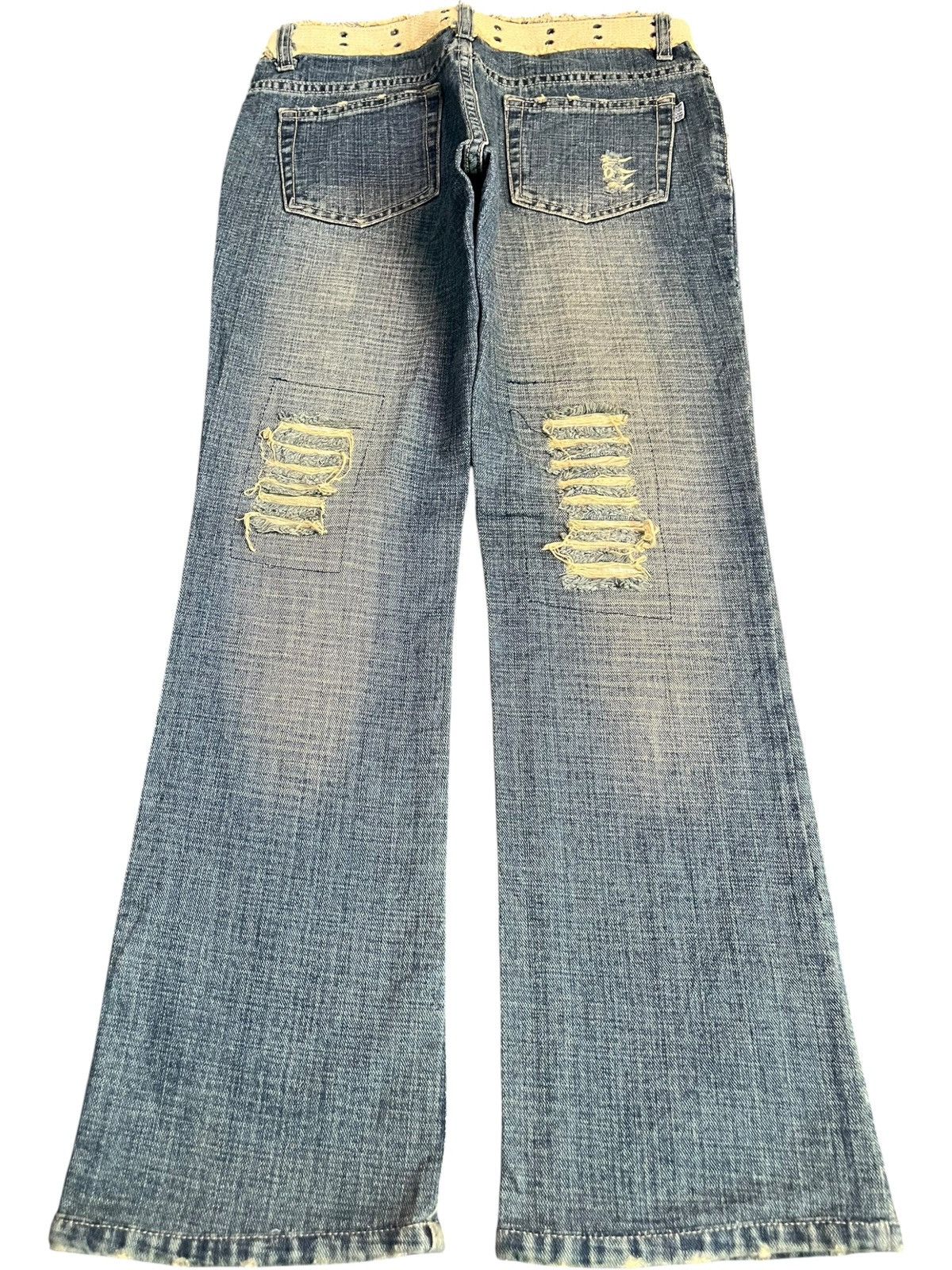 Hysteric Glamour Vintage Japanese Brand Rusty Distress Low Rise Flare Jeans Size 28" / US 6 / IT 42 - 2 Thumbnail