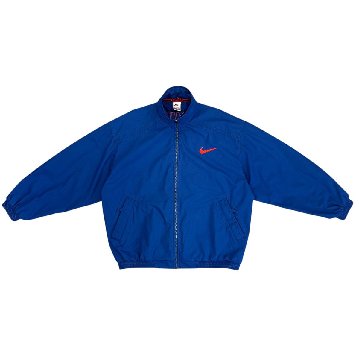 Nike Vintage Nike Embroidered Logo Bomber Jacket Blue Men Size L Size US L / EU 52-54 / 3 - 1 Thumbnail