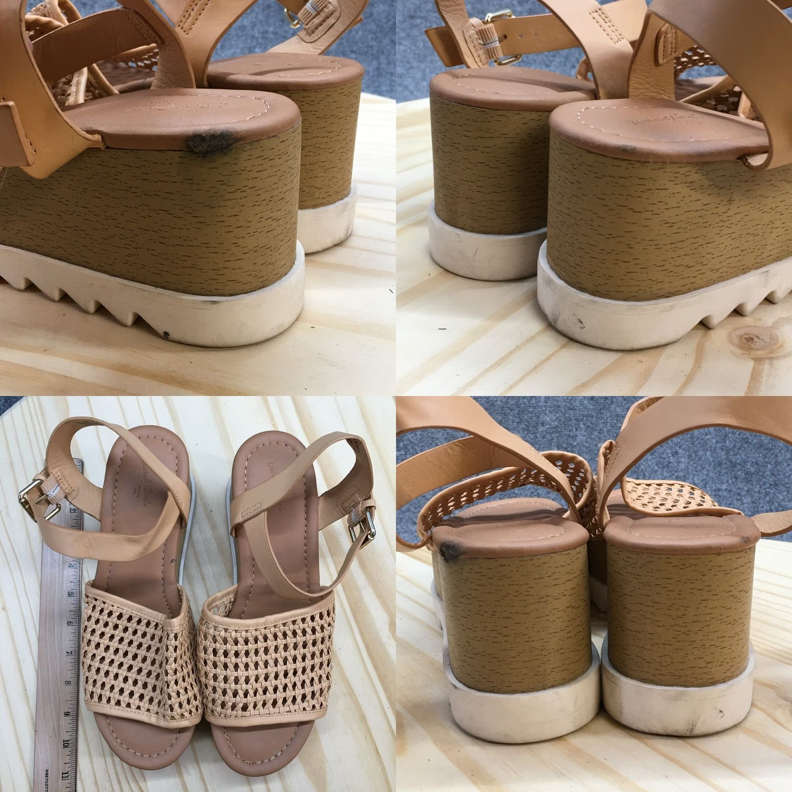 Vintage Universal Thread Sandals Womens 8 Alba Platform Ankle Straps Beige Faux Leather Size US 8 / IT 38 - 8 Thumbnail