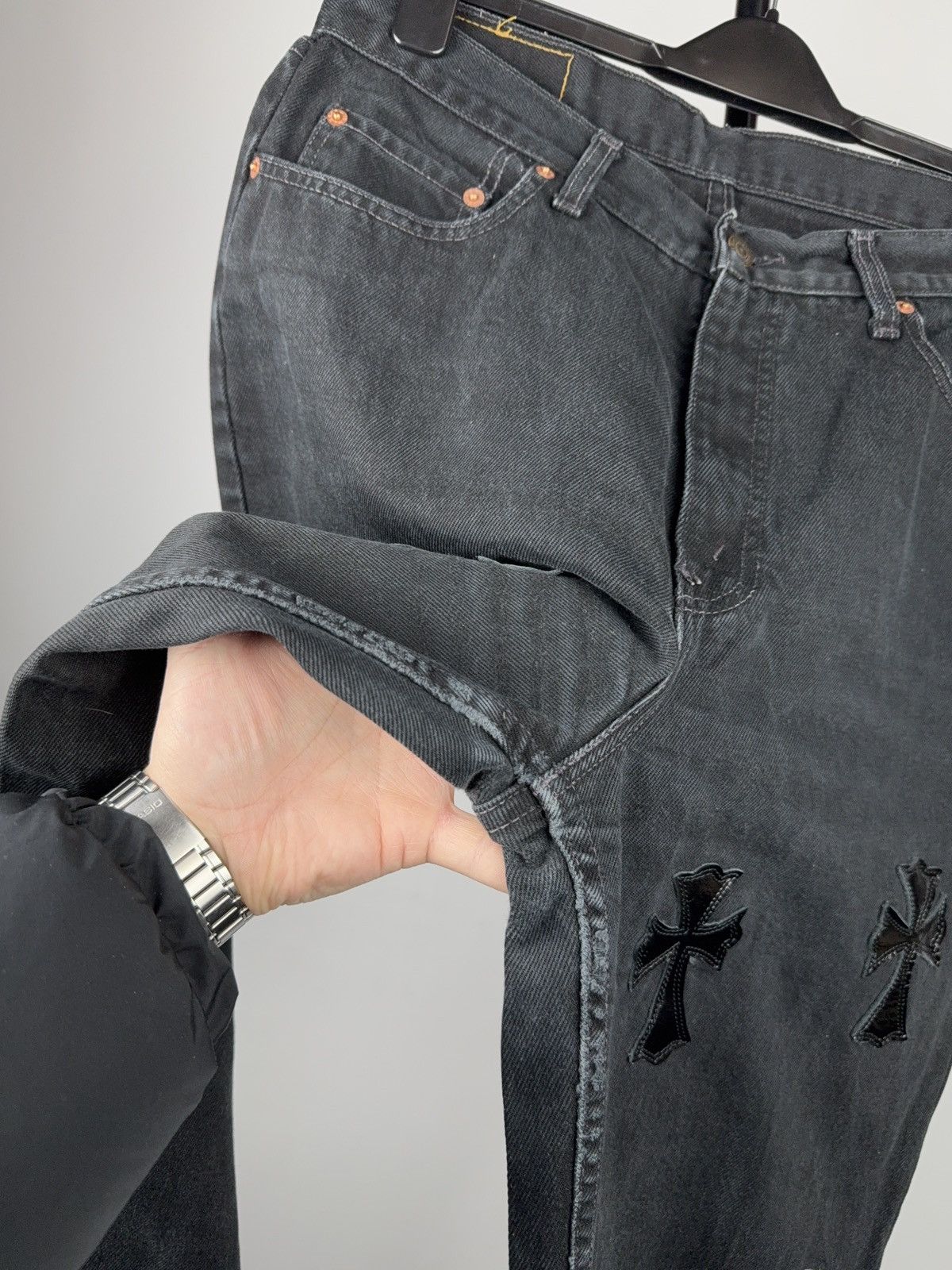 Vintage Vintage 90s Custom Chrome Hearts Style Cross Denim Jeans Size US 33 - 10 Thumbnail