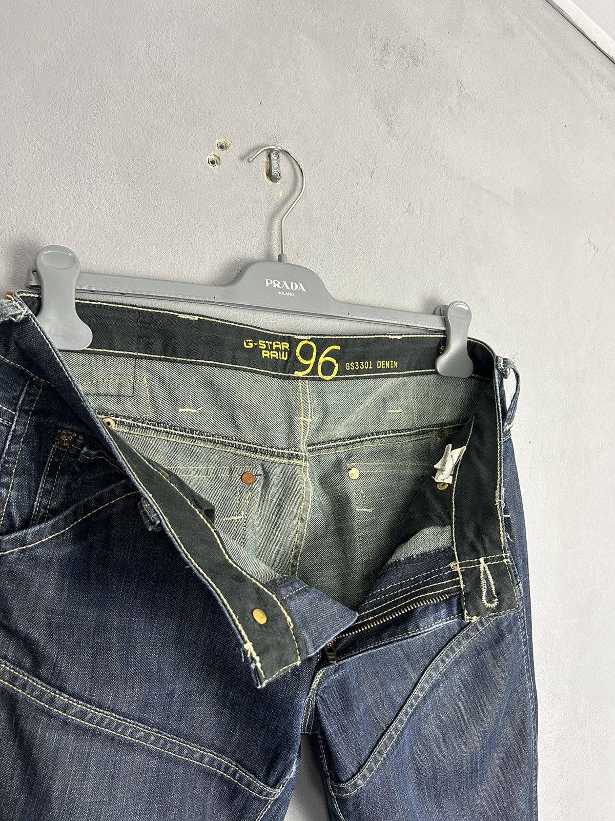 G-Star G-Star RAW 3301 96 Denim Jeans W31 L34 DarkWash Strap Detail Size US 31 - 14 Thumbnail