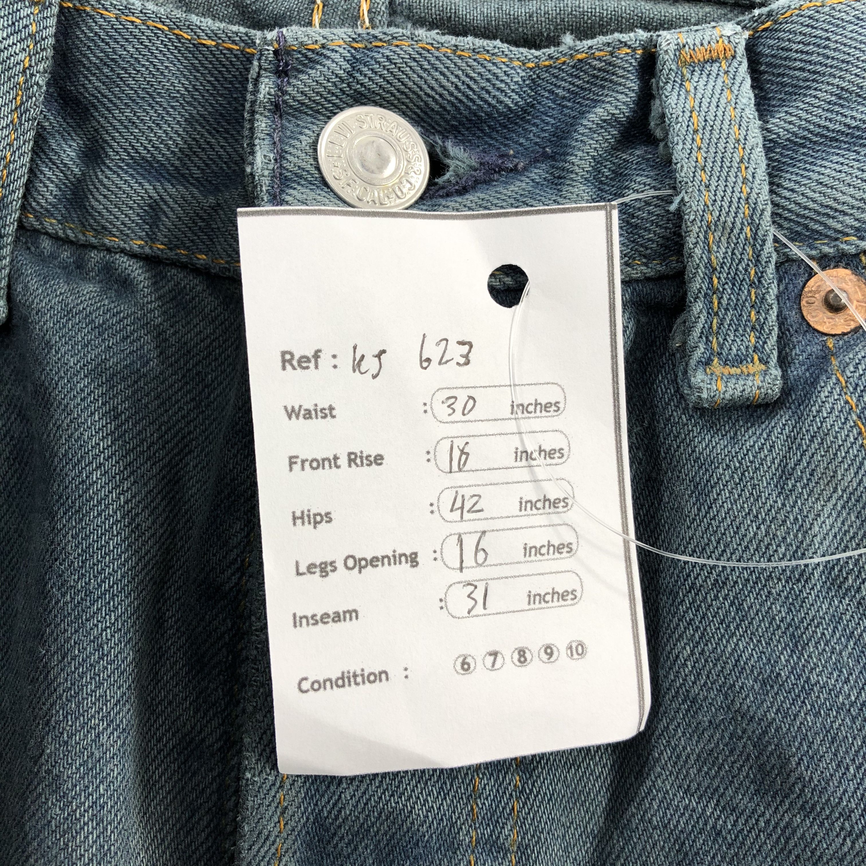Levi's Vintage Levis 501 Jeans Faded Blue Distressed Denim KJ623 Size US 30 / EU 46 - 12 Thumbnail