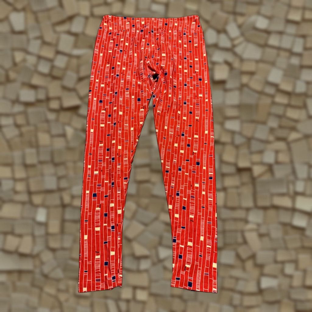 Vintage VINTAGE? No, but original: LuLaRoe Pants Women's Tall & Curvy Orange Blue Yellow Pull On Leggings Shirt? Size 32" / US 10 / IT 46 - 1 Thumbnail