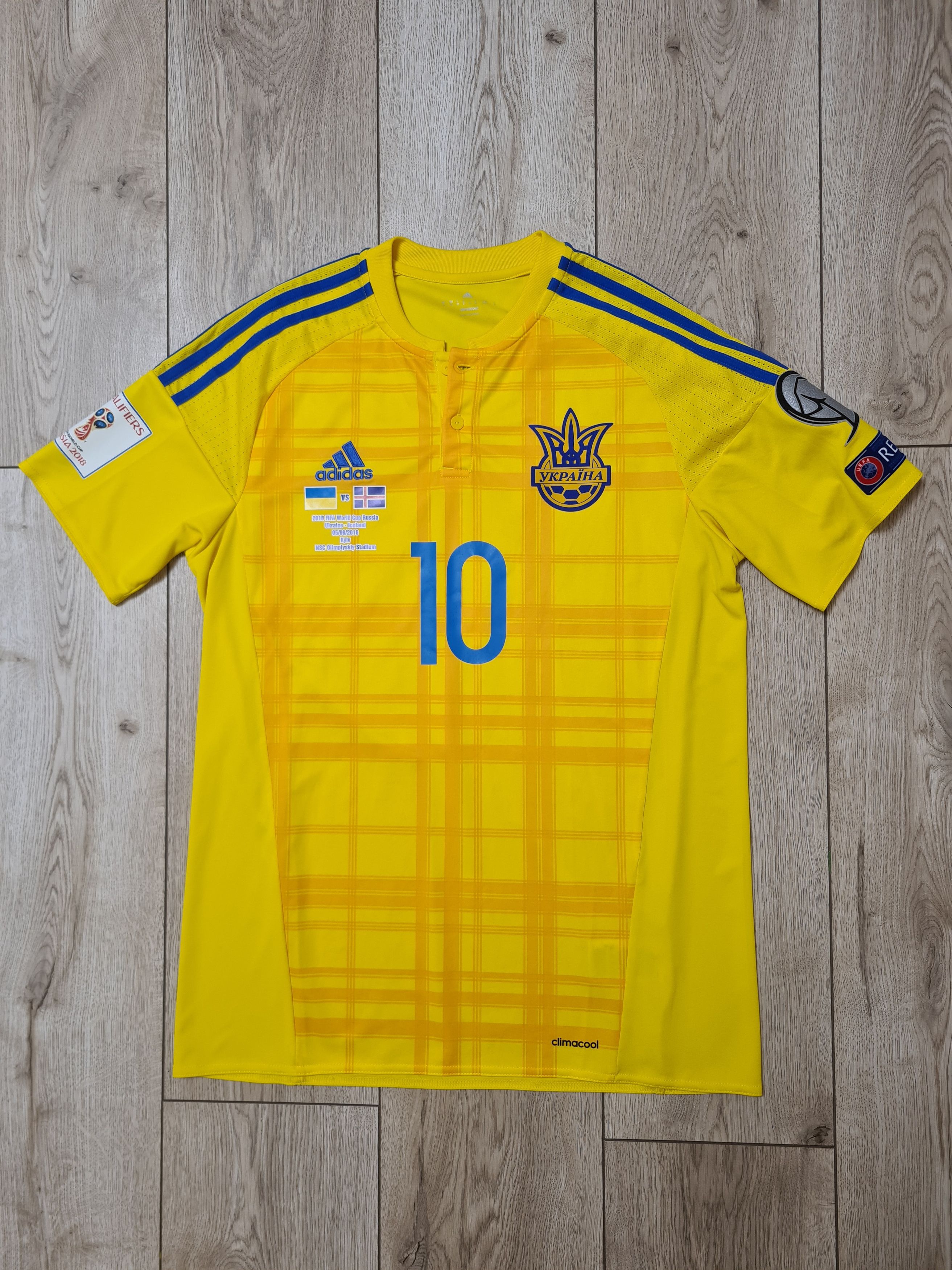 Adidas UKRAINE 2016 2017 MATCH WORN KONOPLYANKA 10 SOCCER JERSEY Size US M / EU 48-50 / 2 - 1 Thumbnail