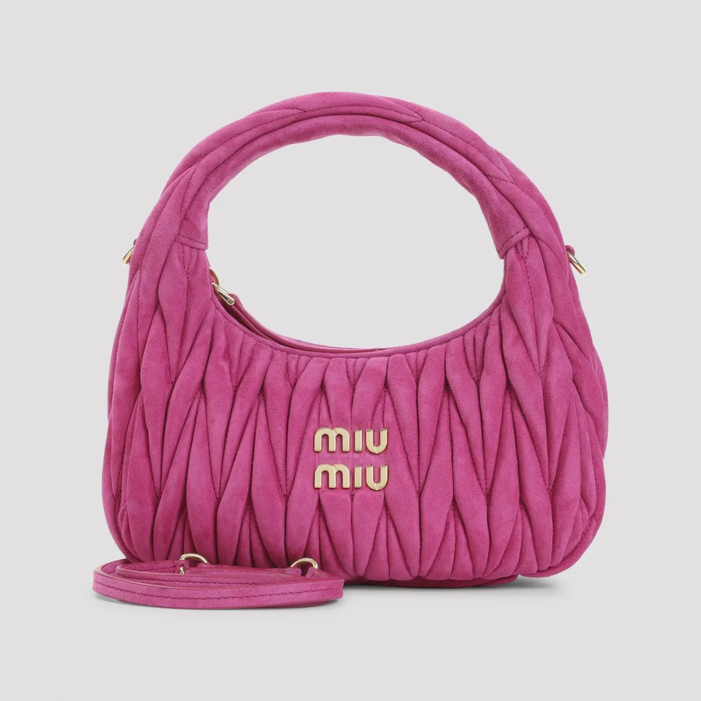 Miu Miu MIU MIU Wander Small $2950 Fuchsia Suede Hobo Bag New And Au Size ONE SIZE - 4 Thumbnail
