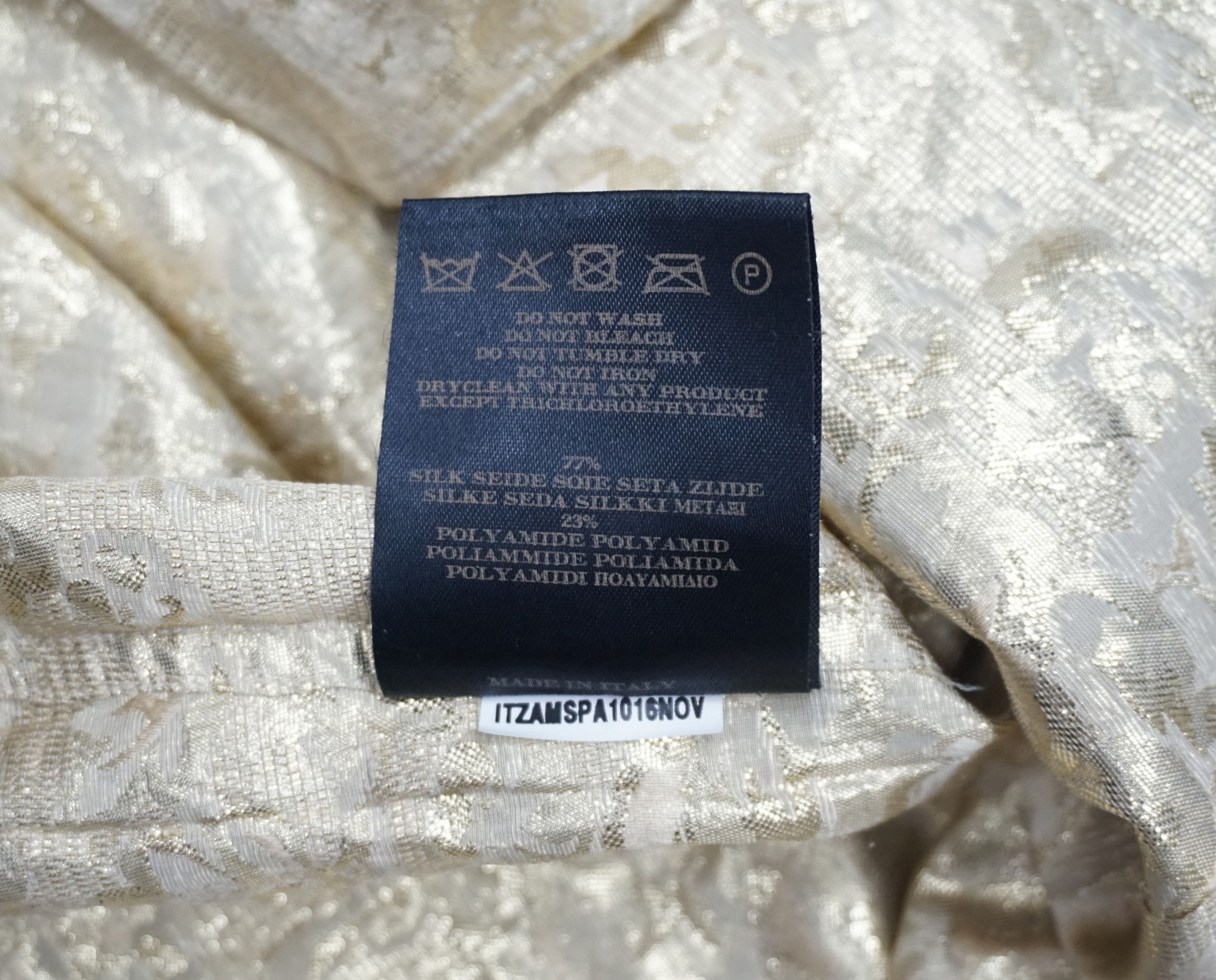Burberry × Designer × Vintage Burberry Gold Metallic Floral Silk Blend Long Sleeve Shirt Size 38L - 6 Thumbnail
