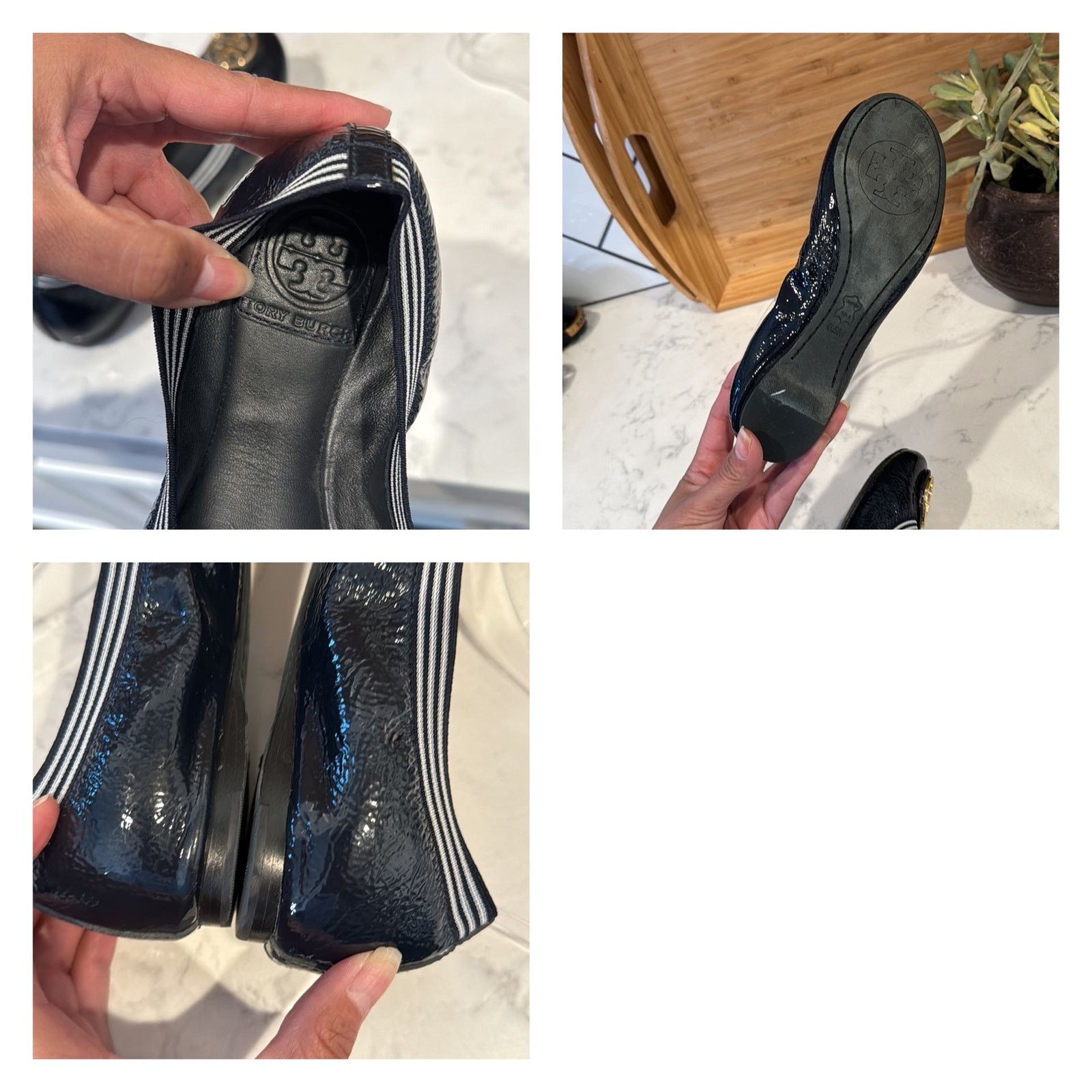 Tory Burch Tory Burch Navy Blue Patent Leather Croline Ballet Flats Size US 6.5 / IT 36.5 - 8 Thumbnail