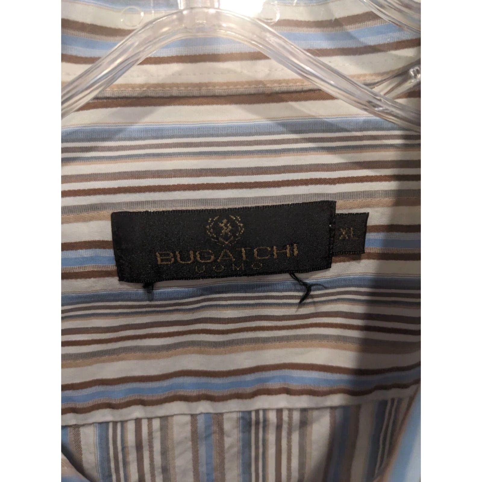 VINTAGE Bugatchi Uomo Men Shirt Long Sleeve Button-Down Striped